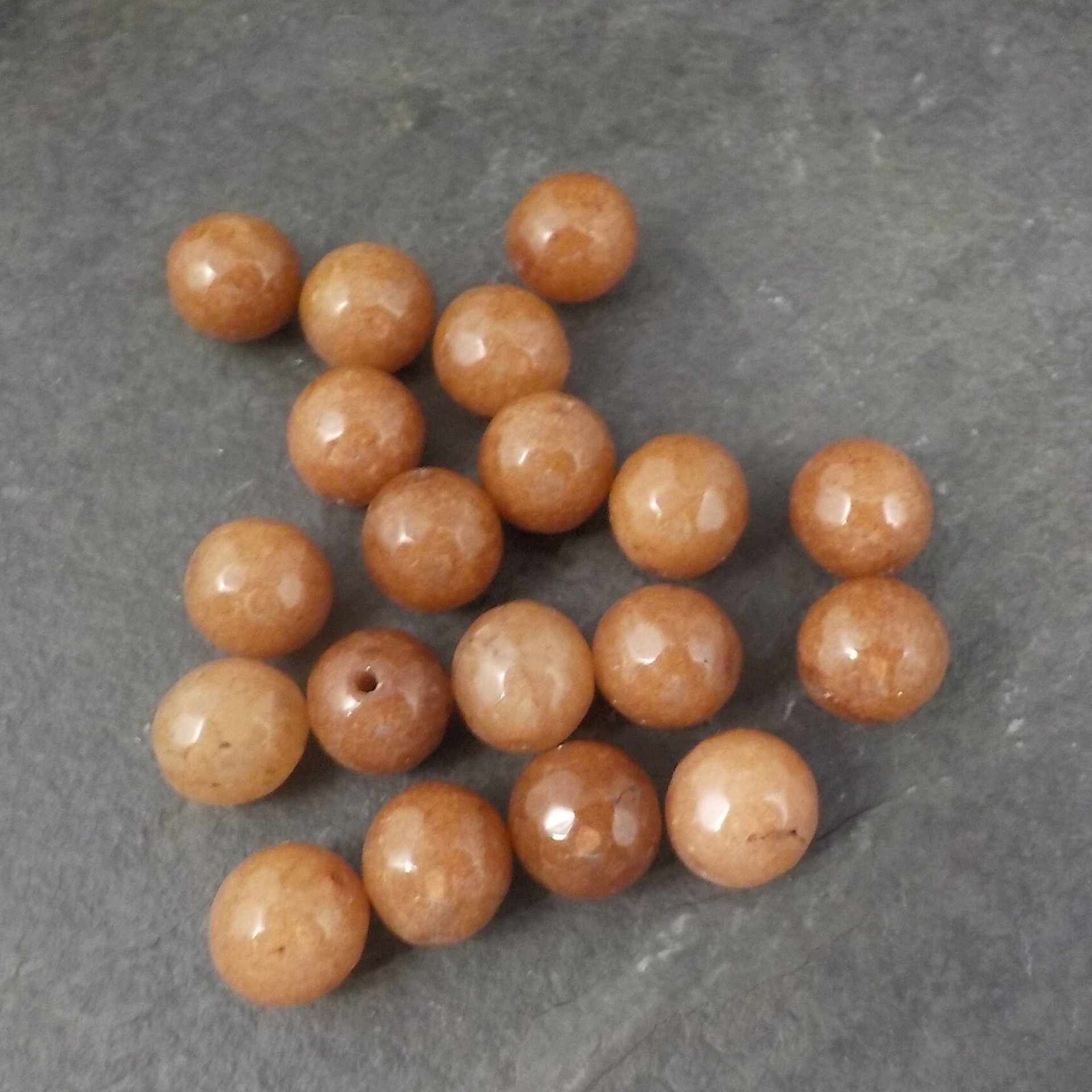 Lot of 19 Brown Earthy Round 10mm Faceted Quartz Beads