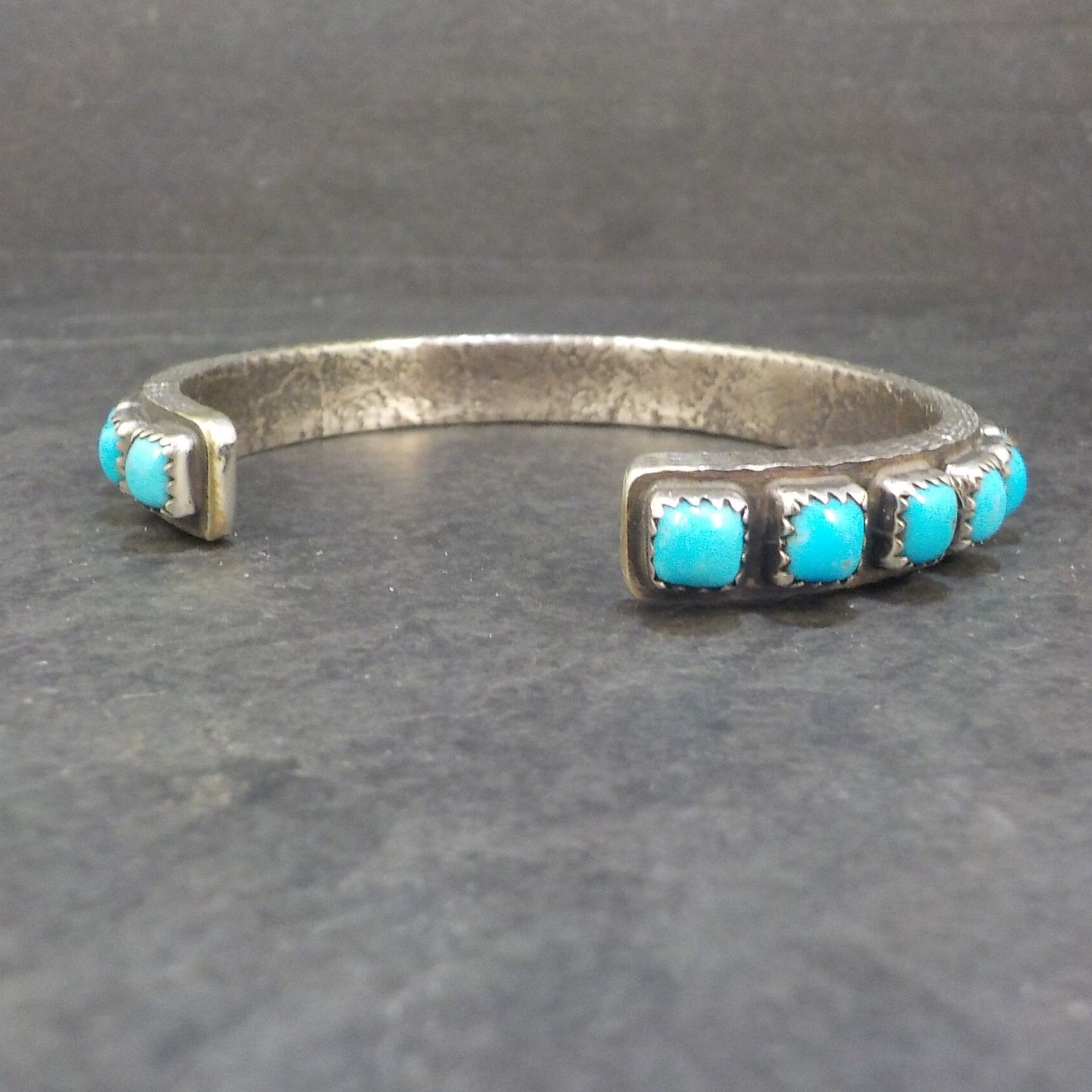 Heavy Native Sterling Turquoise Tufa Cast Cuff Bracelet 6.25 Inches