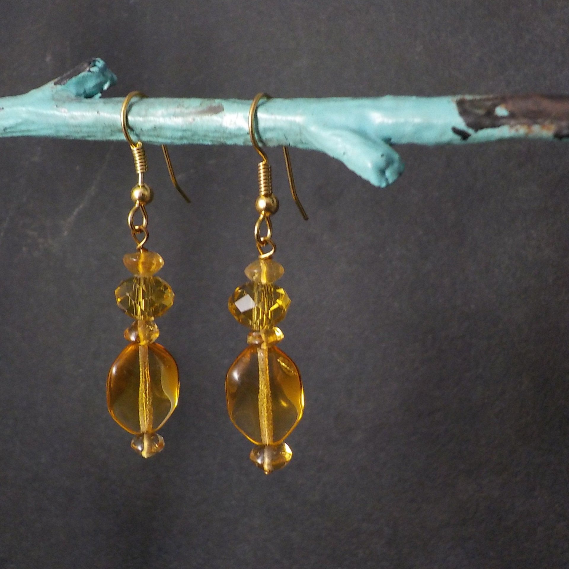 Long Yellow Crystal Earrings