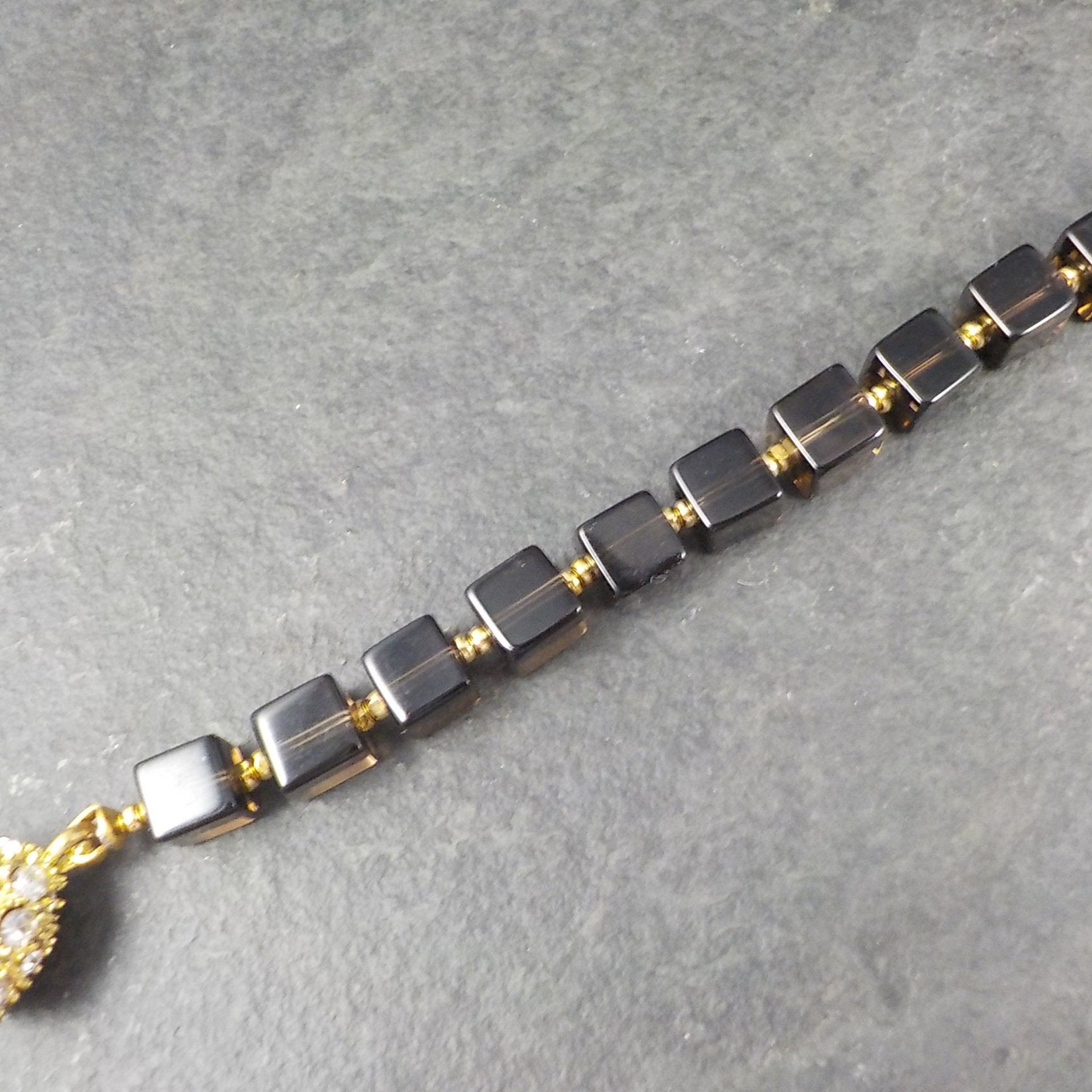 Vintage Gold Filled Smoky Quartz Bracelet 7.5 Inches Magnetic Clasp
