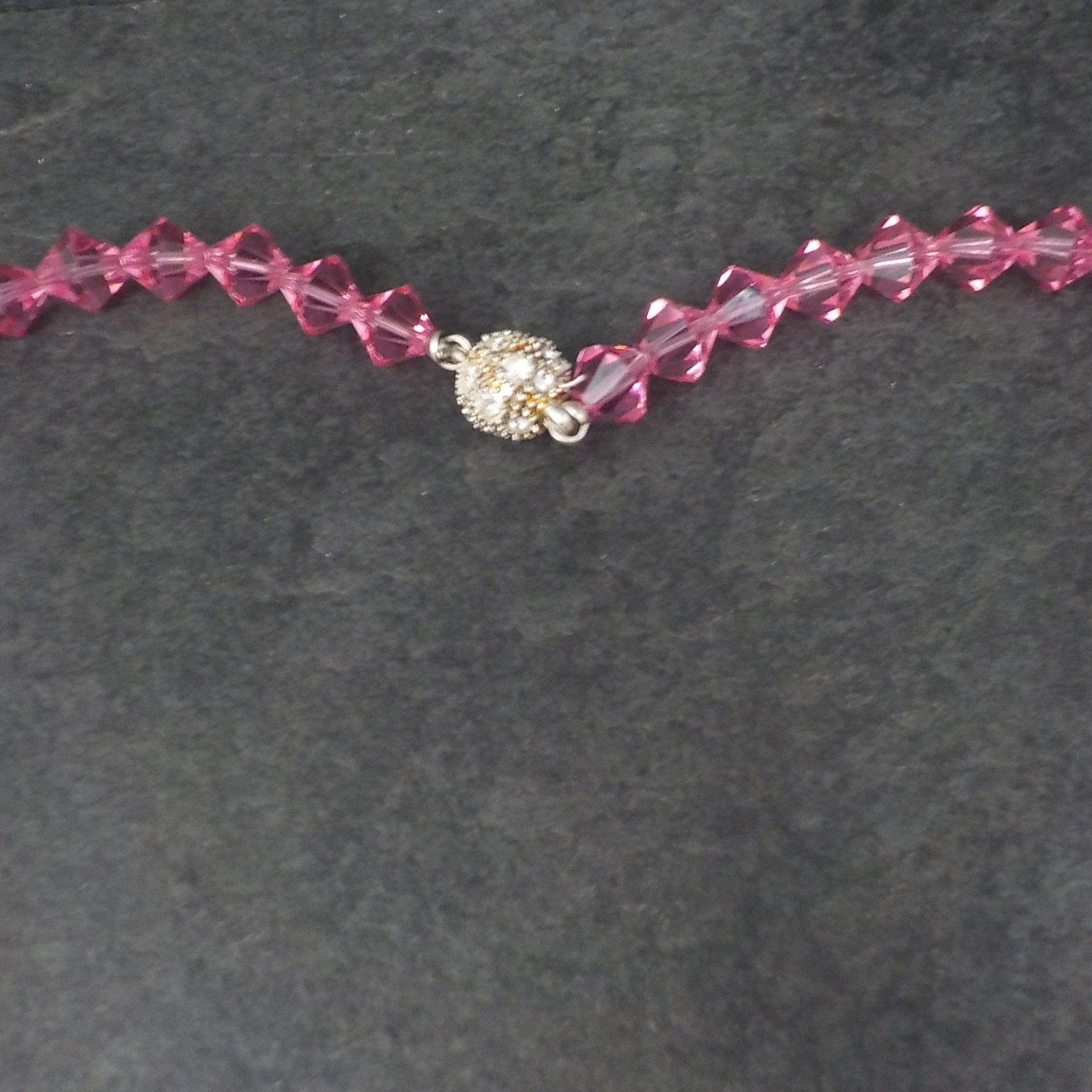 Pink Crystal Bead Necklace 18 Inches Magnetic Clasp