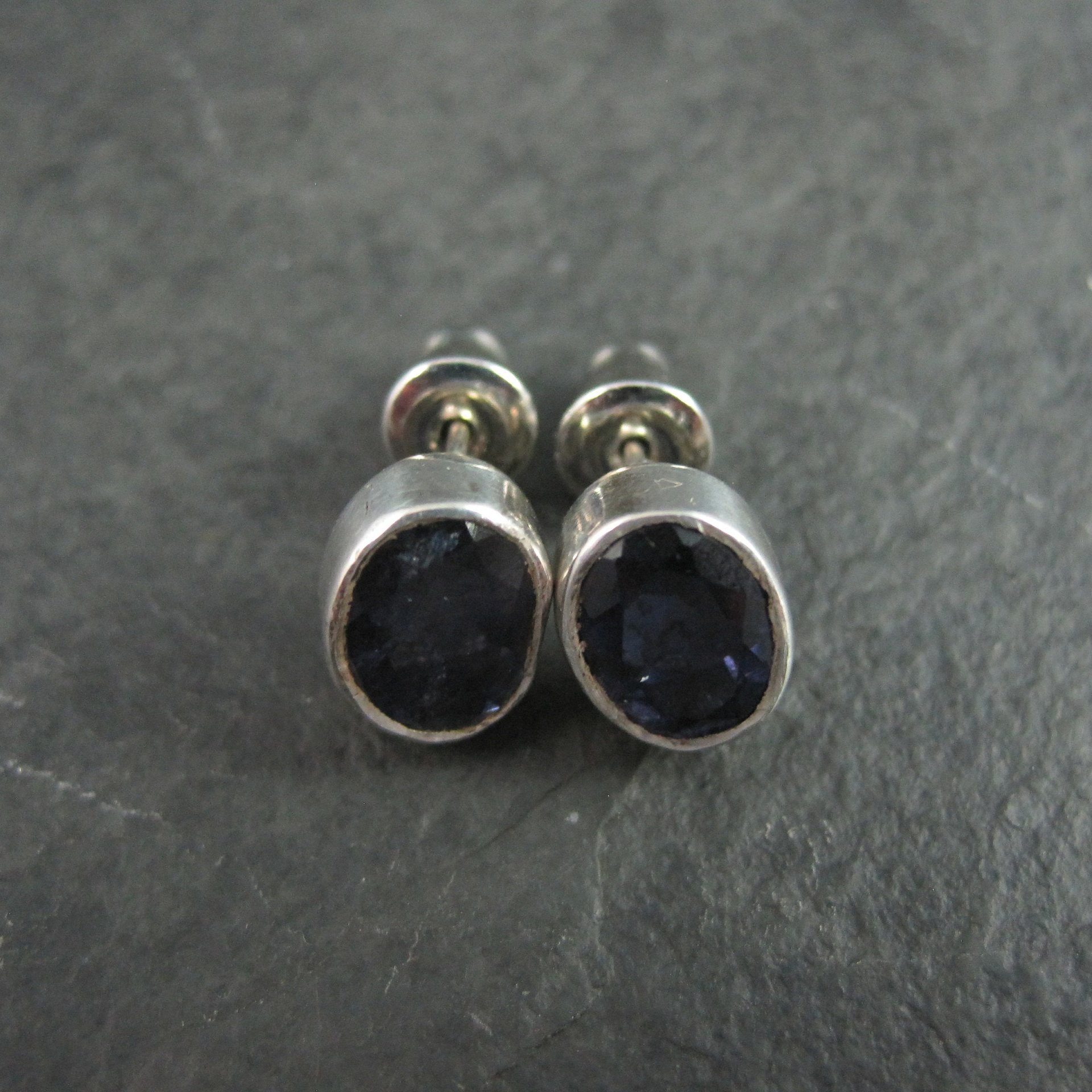 Vintage Sterling Iolite Stud Earrings