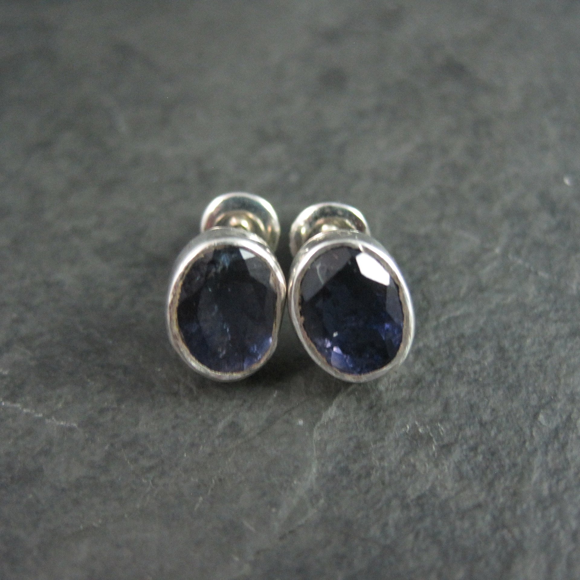 Vintage Sterling Iolite Stud Earrings