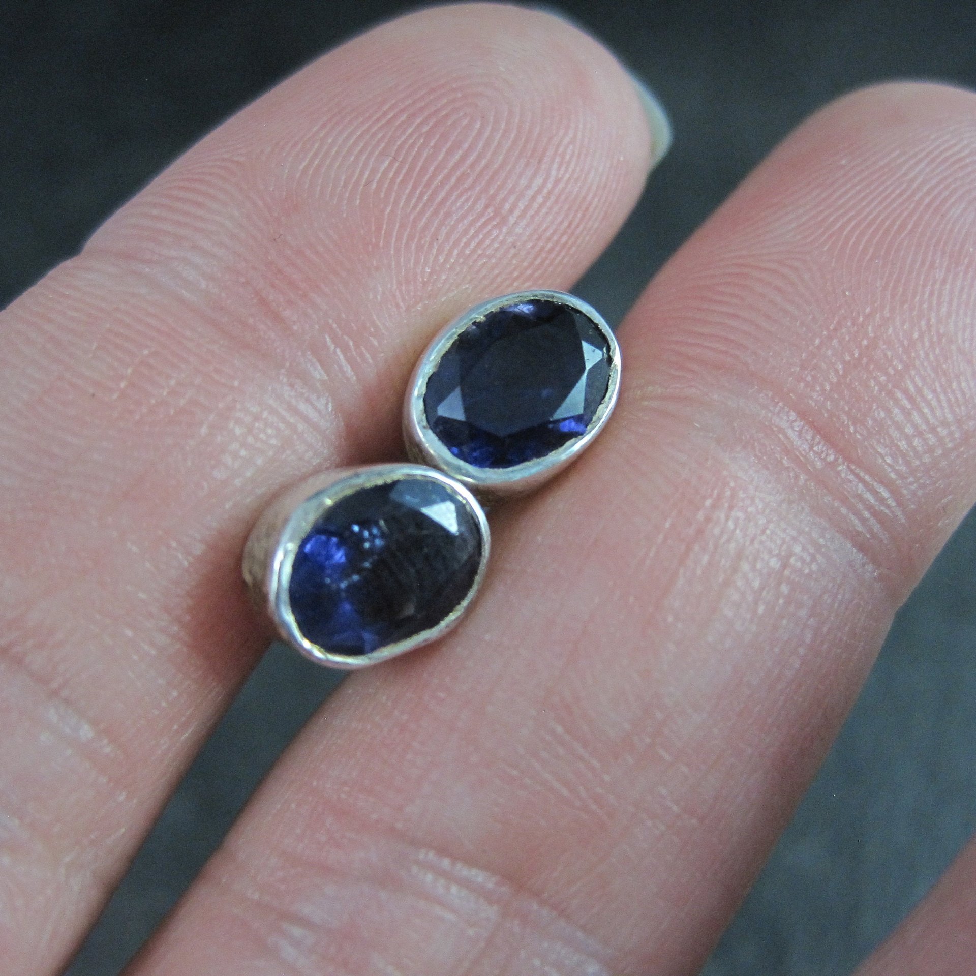 Vintage Sterling Iolite Stud Earrings