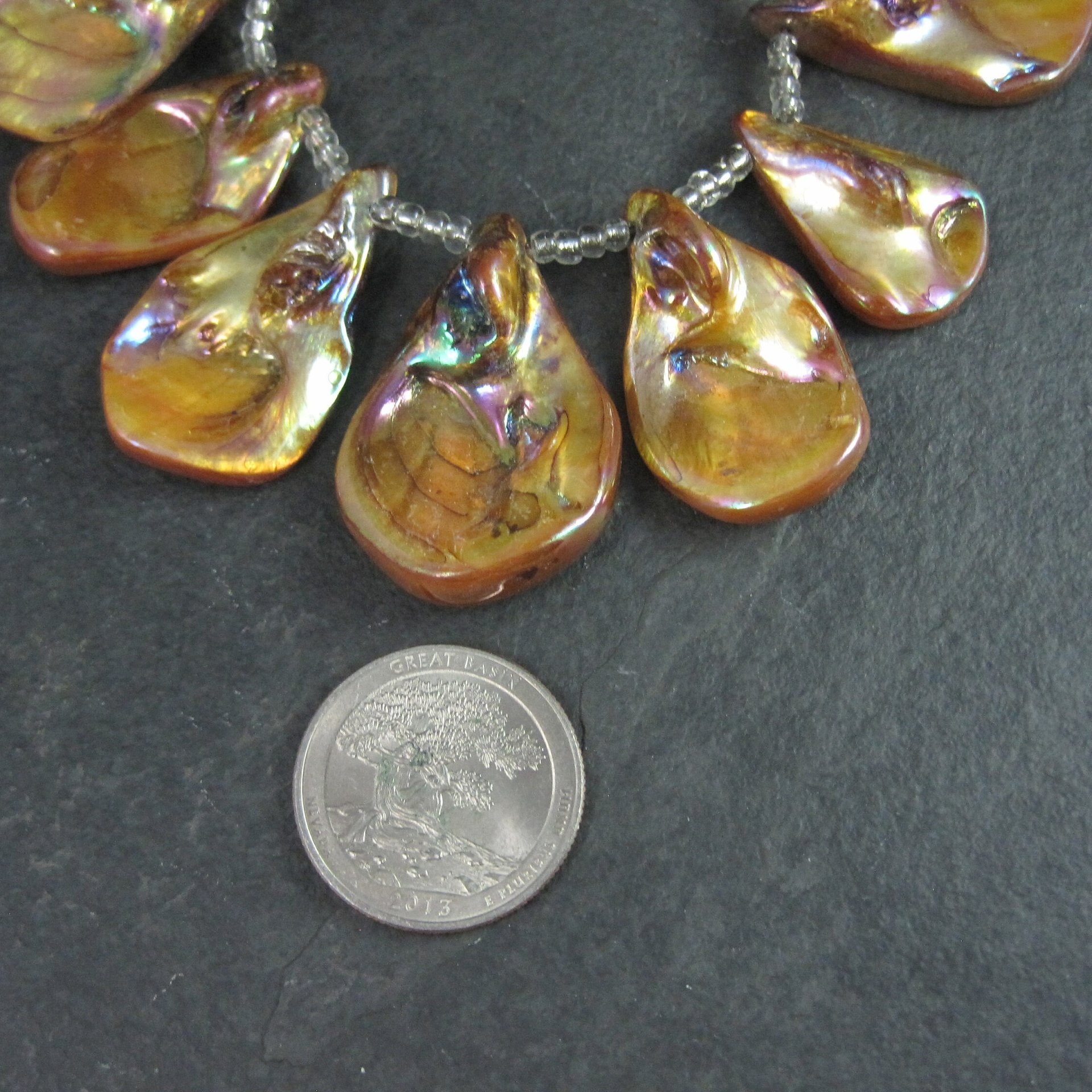 Iridescent Tear Shaped Shell Beads 1-1.5"