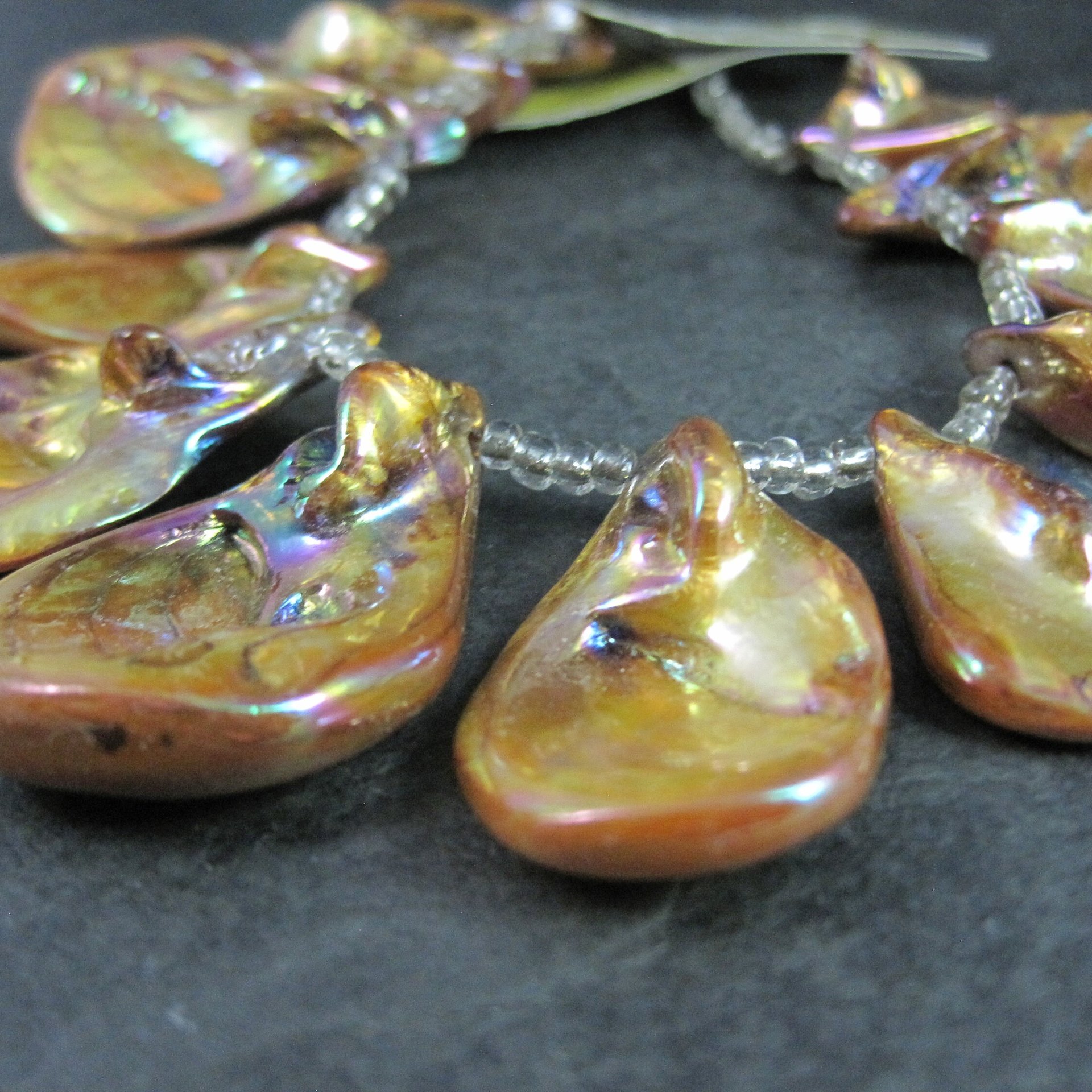 Iridescent Tear Shaped Shell Beads 1-1.5"