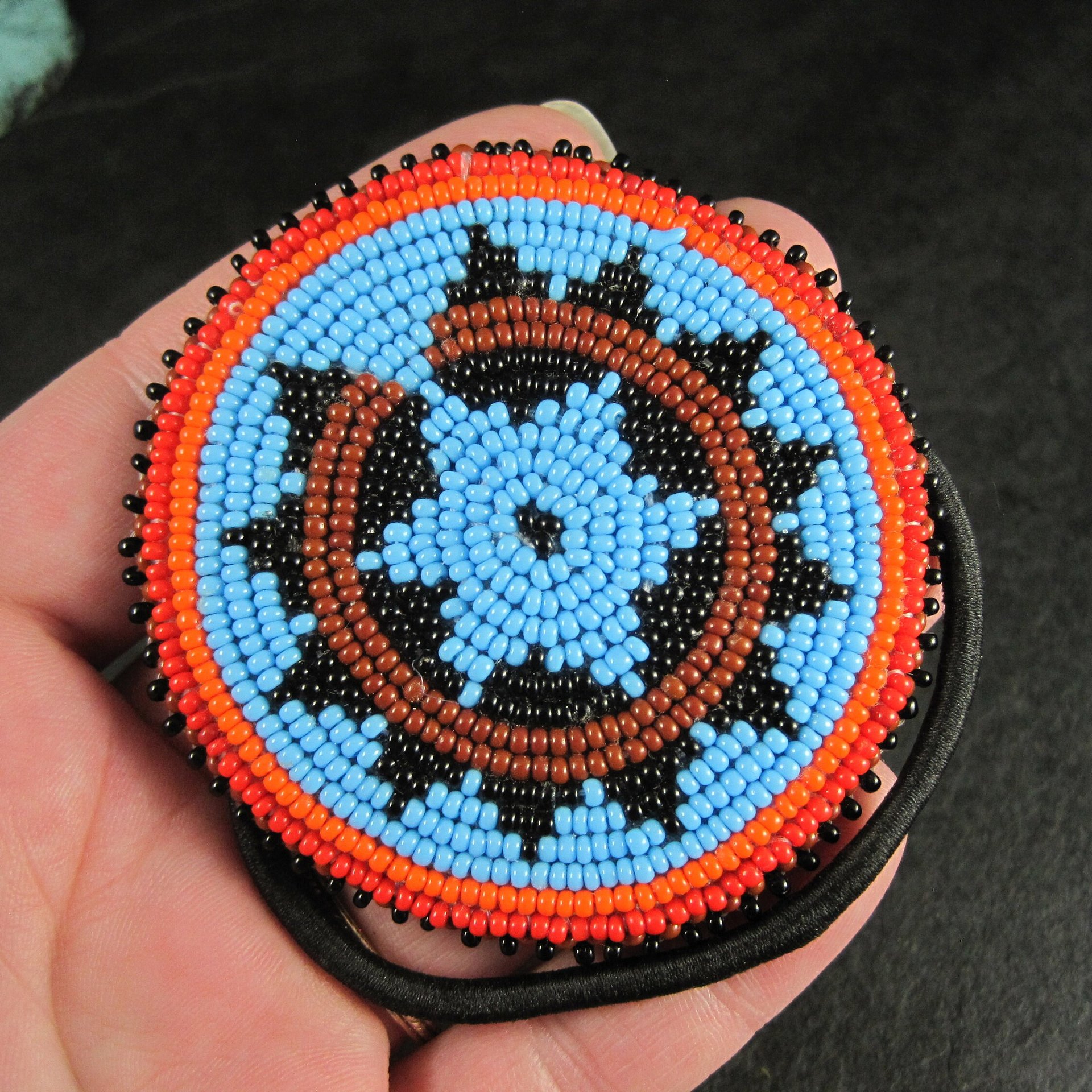 Southwestern Leather Beaded Ponytail Holder Hair Tie