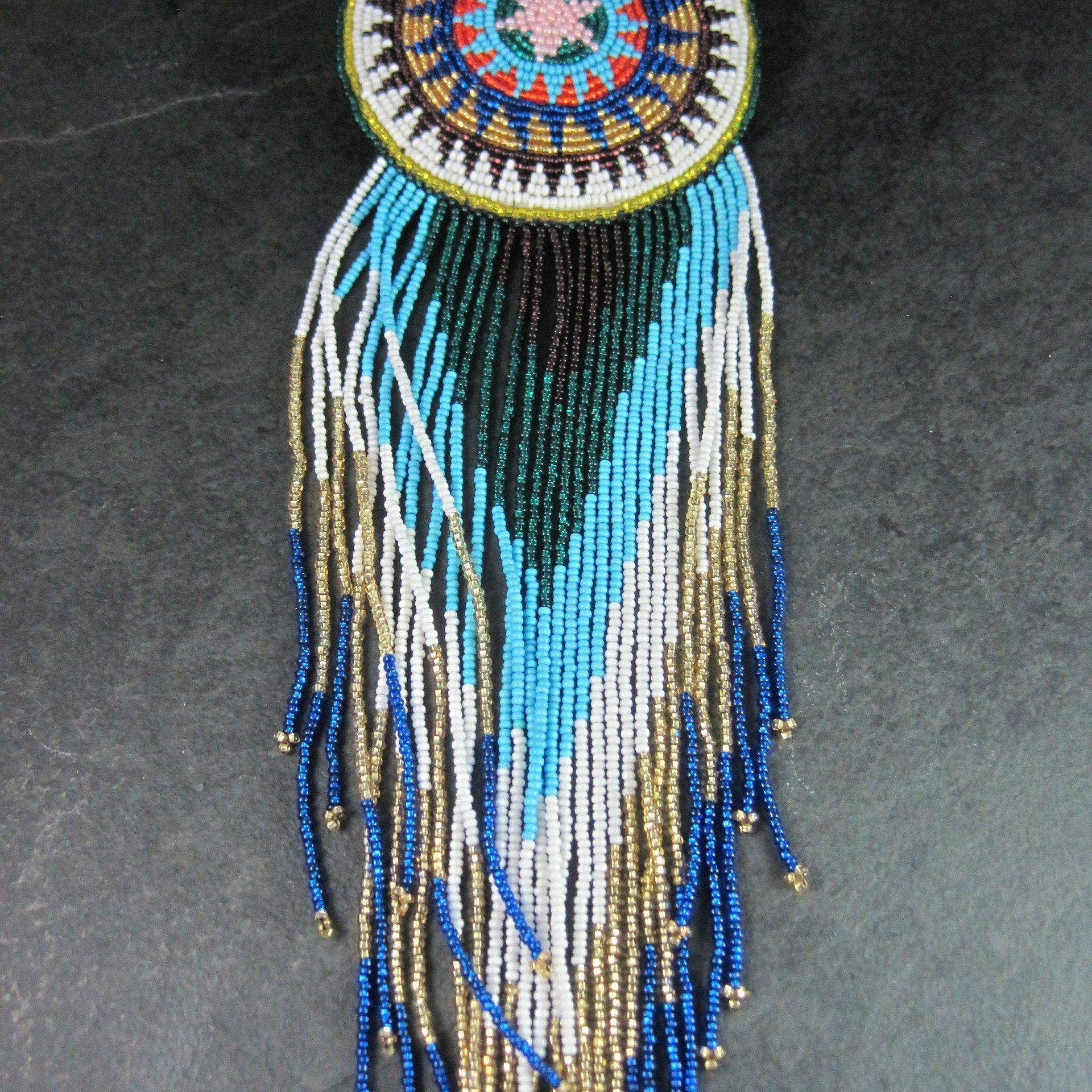 Huge Southwestern 14" Beaded Rosette Hair Clip Barrette Regalia