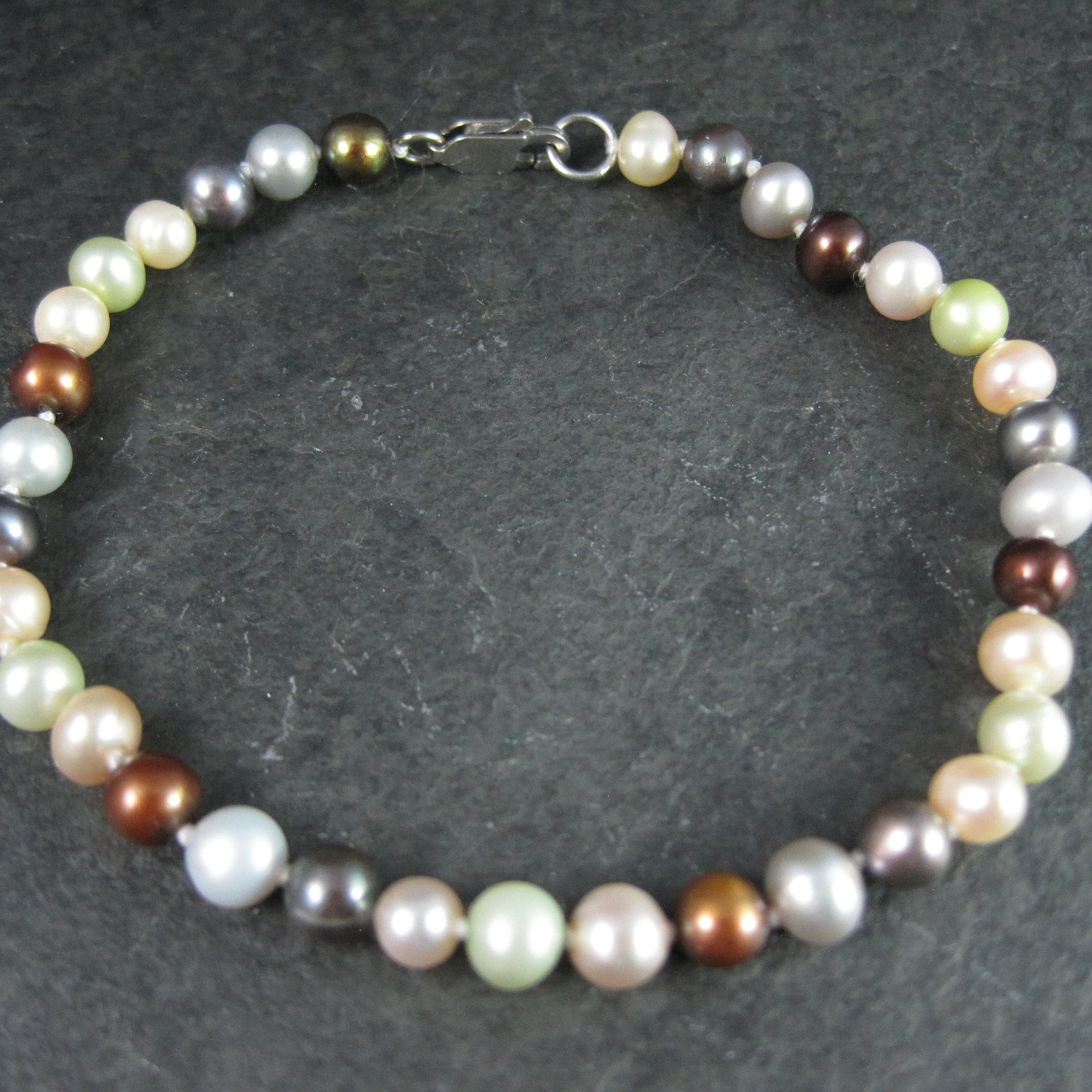 Estate Sterling Multi Pearl Bracelet 7.5 Inches