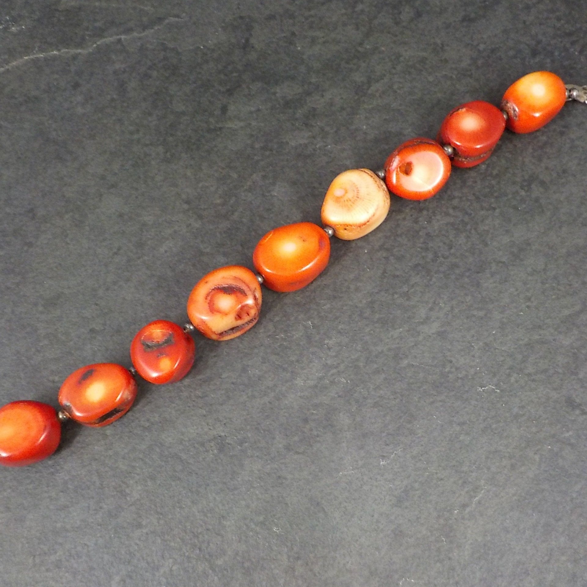 Chunky Sterling Coral Toggle Bracelet 8.5 Inches Donna Dressler