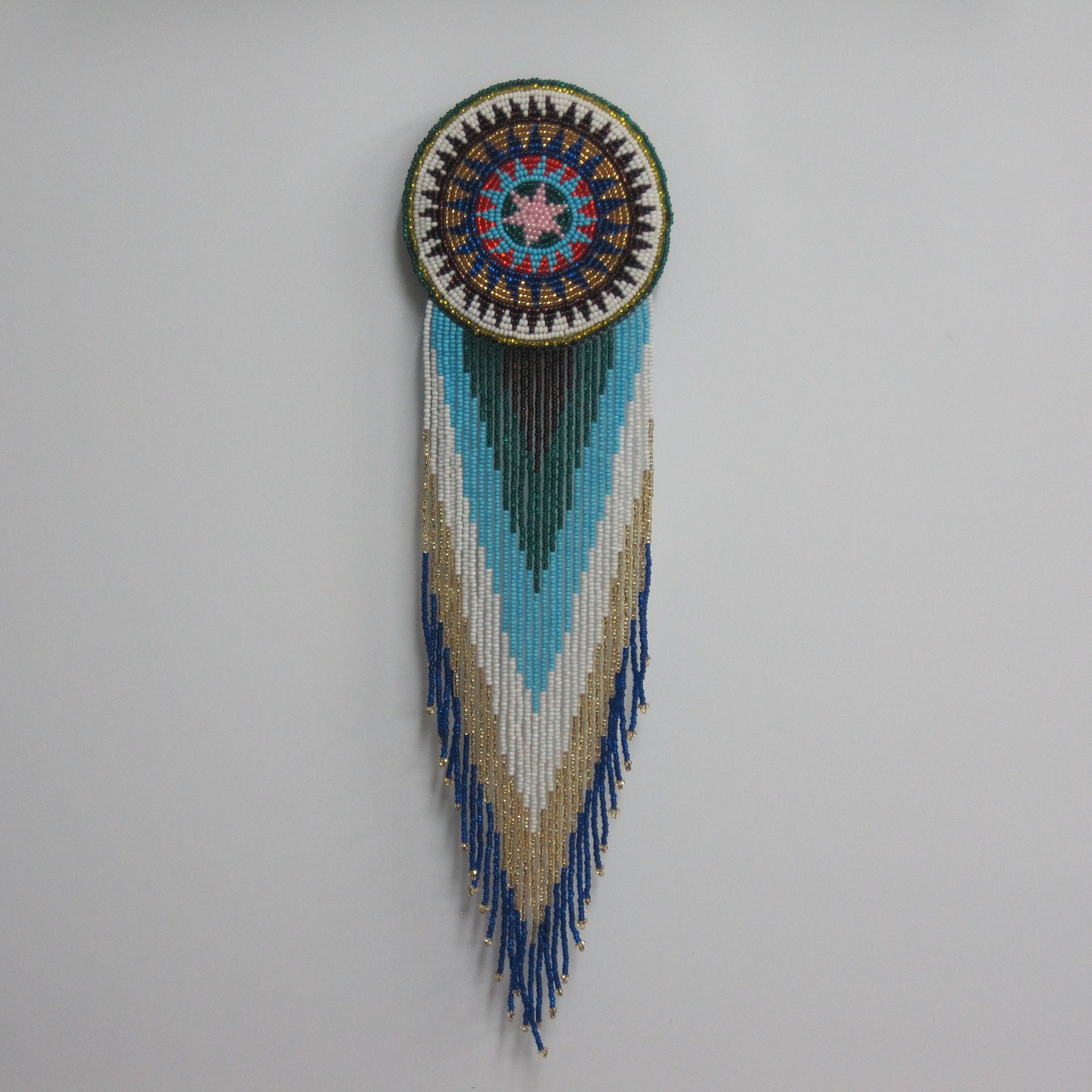 Huge Southwestern 14" Beaded Rosette Hair Clip Barrette Regalia