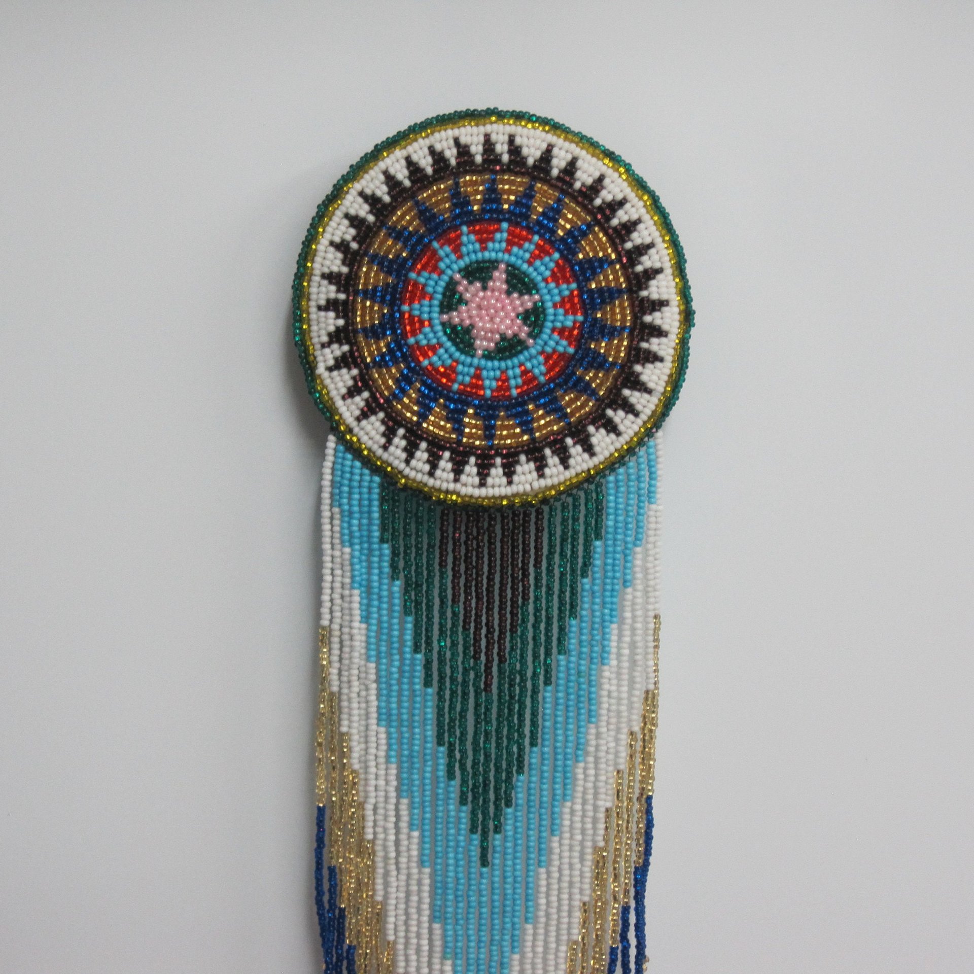 Huge Southwestern 14" Beaded Rosette Hair Clip Barrette Regalia