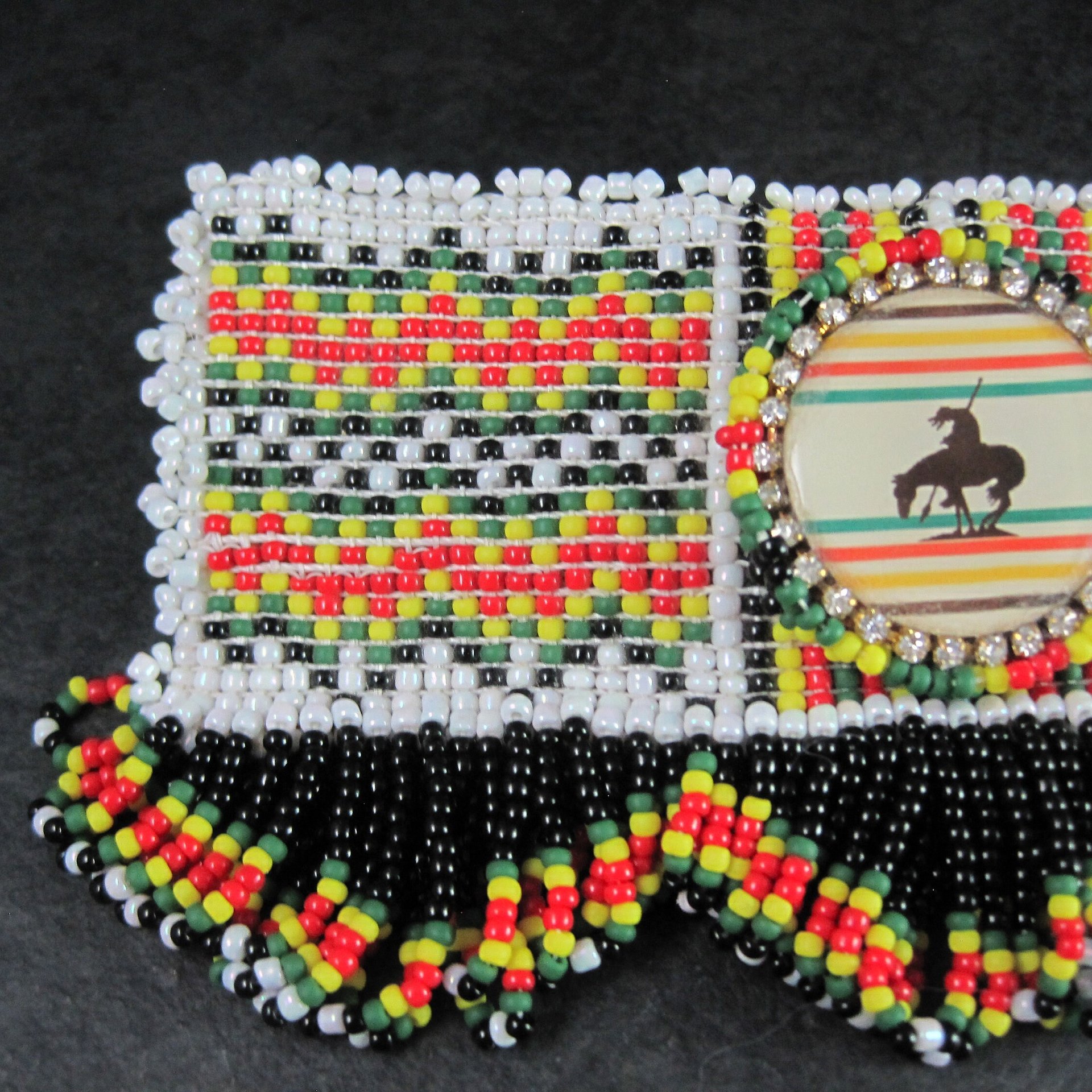 Huge Southwestern Beaded End of the Trail Hair Clip Barrette Regalia