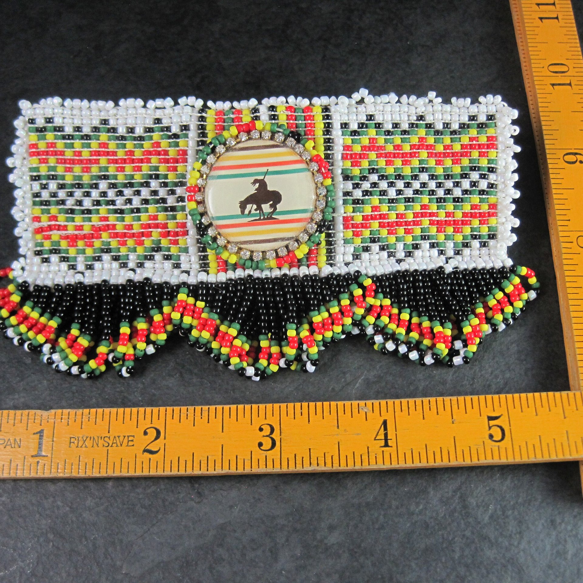 Huge Southwestern Beaded End of the Trail Hair Clip Barrette Regalia