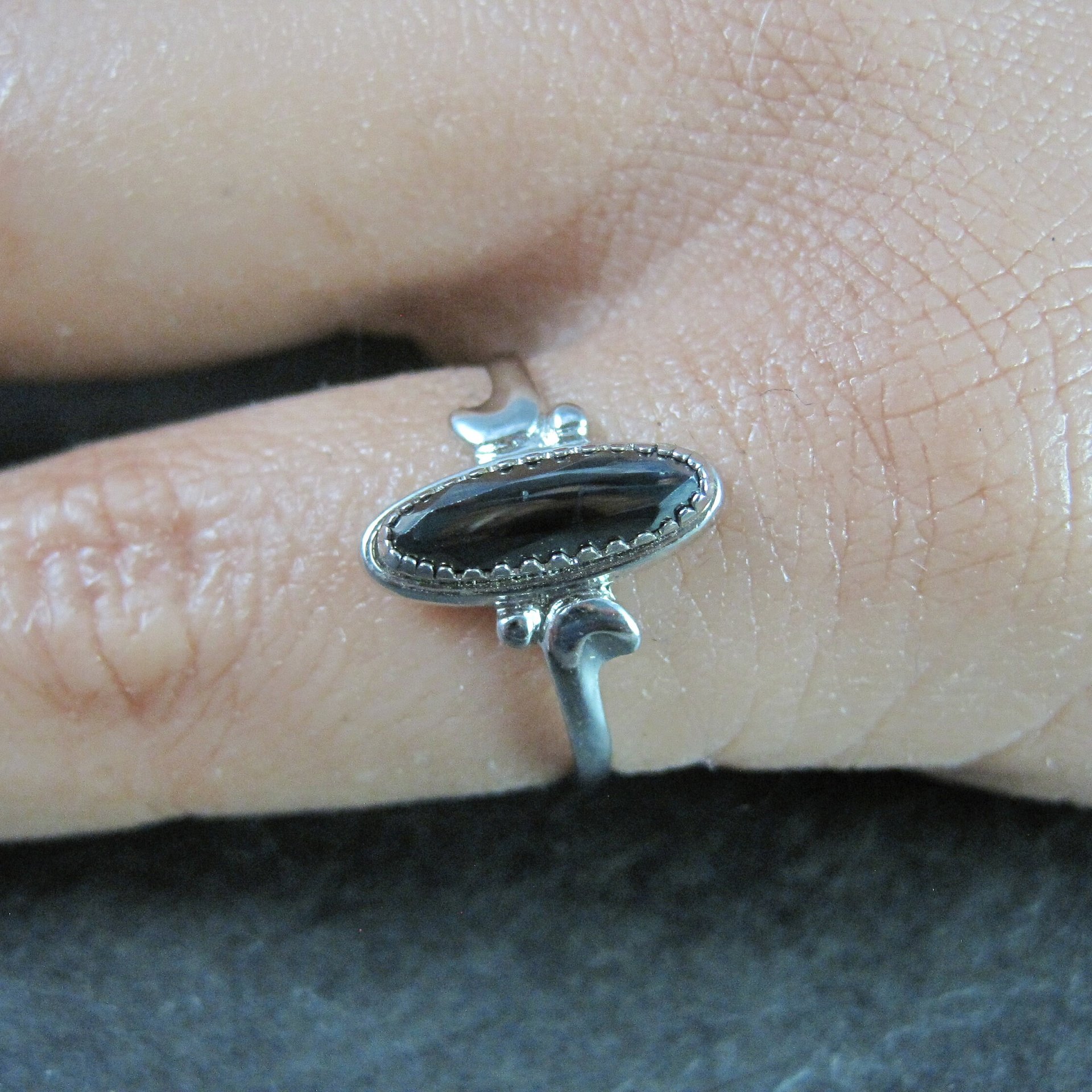 Dainty Sterling Hematite Ring Sizes 5 and 5.5