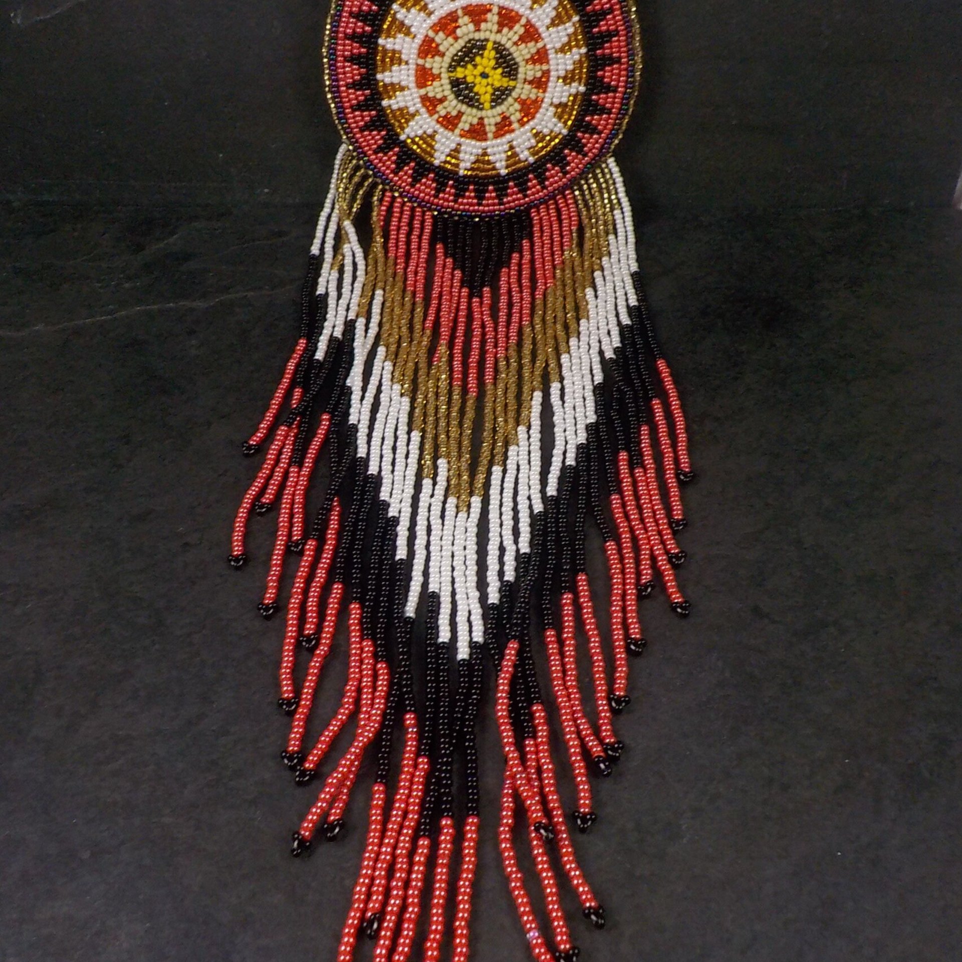 Huge Southwestern 13" Beaded Rosette Hair Clip Barrette Regalia