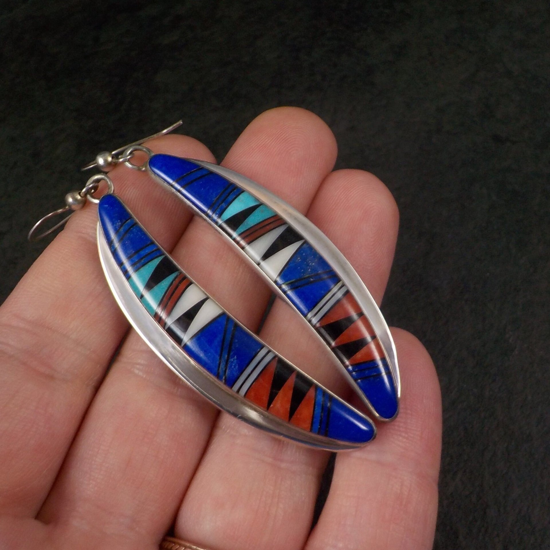 Vintage Southwestern Sterling Inlay Earrings