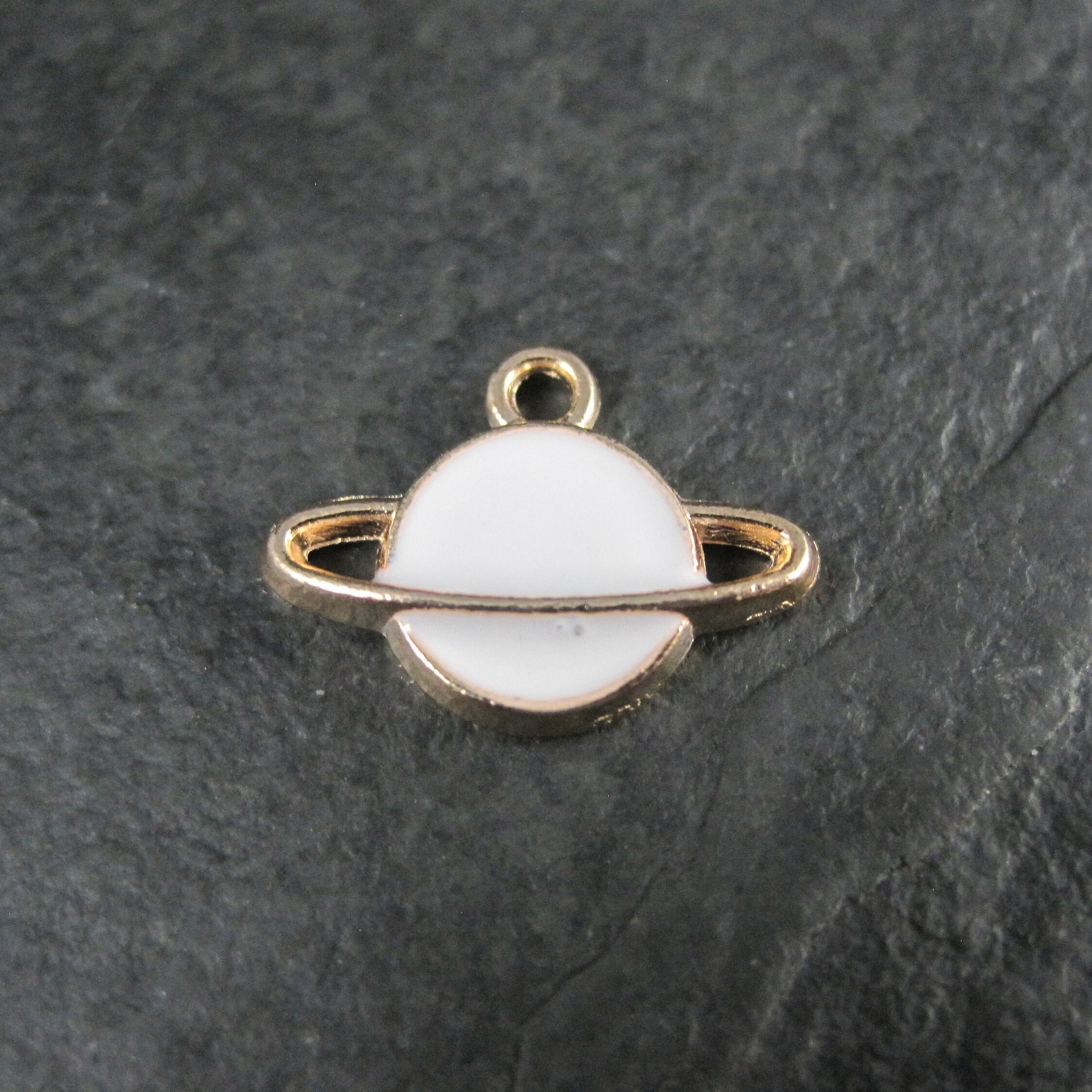 Tiny Enamel Saturn Charm