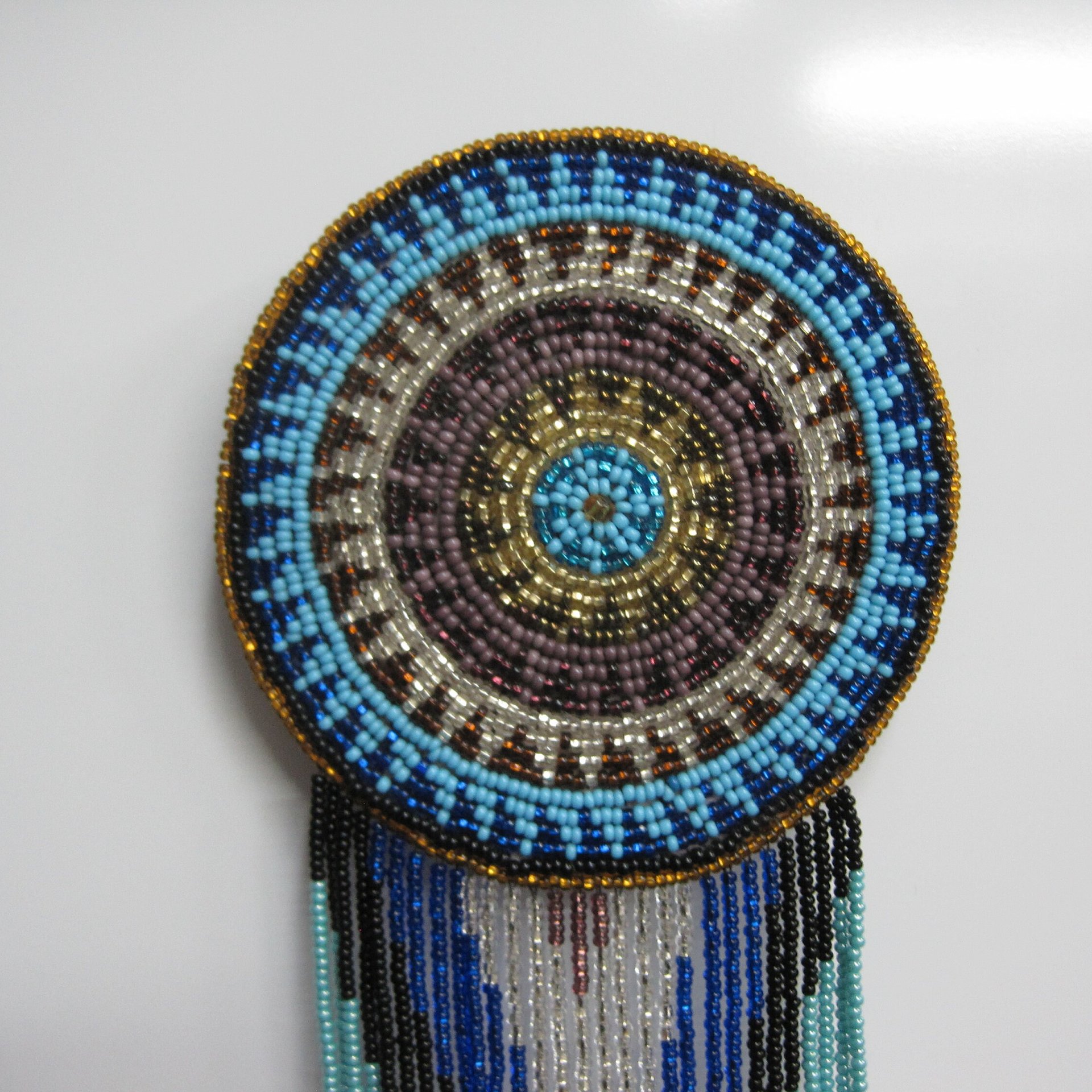 Huge Southwestern 13" Beaded Rosette Hair Clip Barrette Regalia