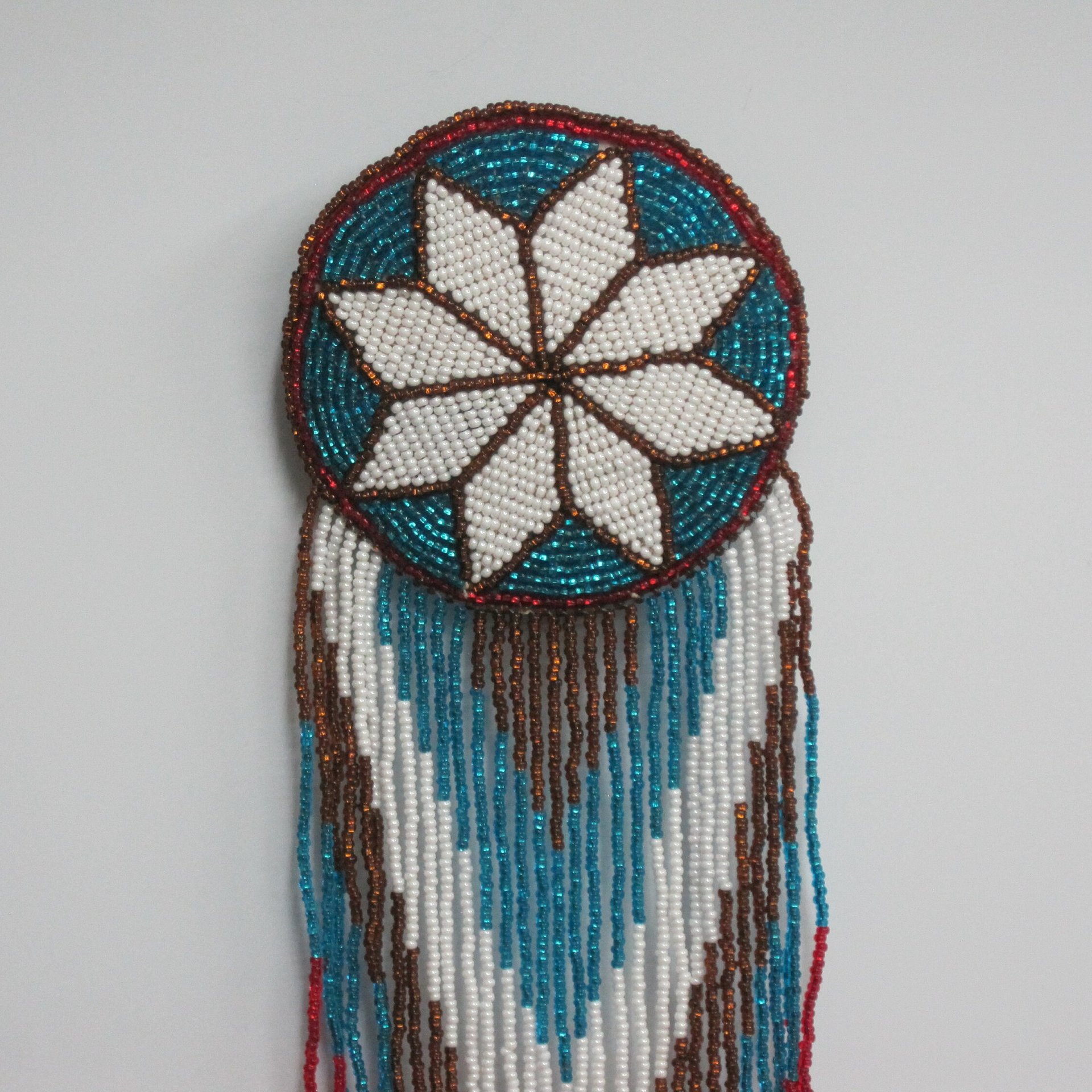 Huge Southwestern 14" Beaded Rosette Hair Clip Barrette Regalia