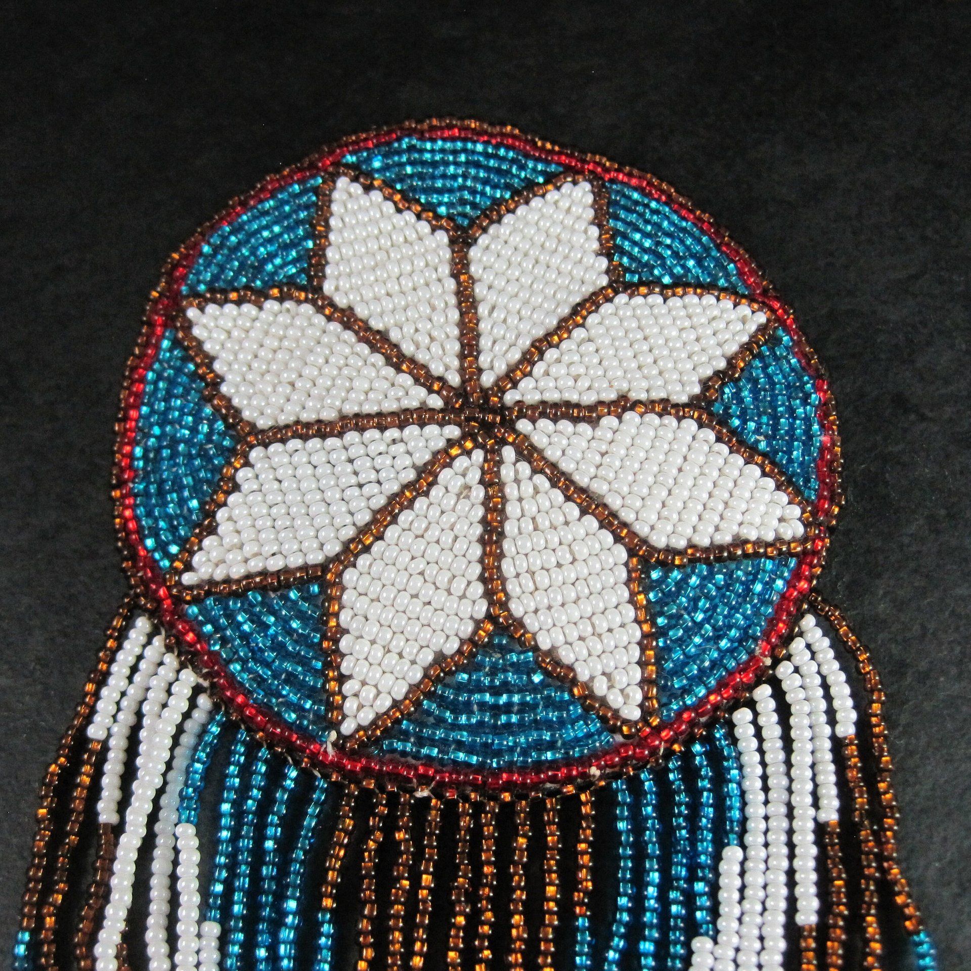 Huge Southwestern 14" Beaded Rosette Hair Clip Barrette Regalia