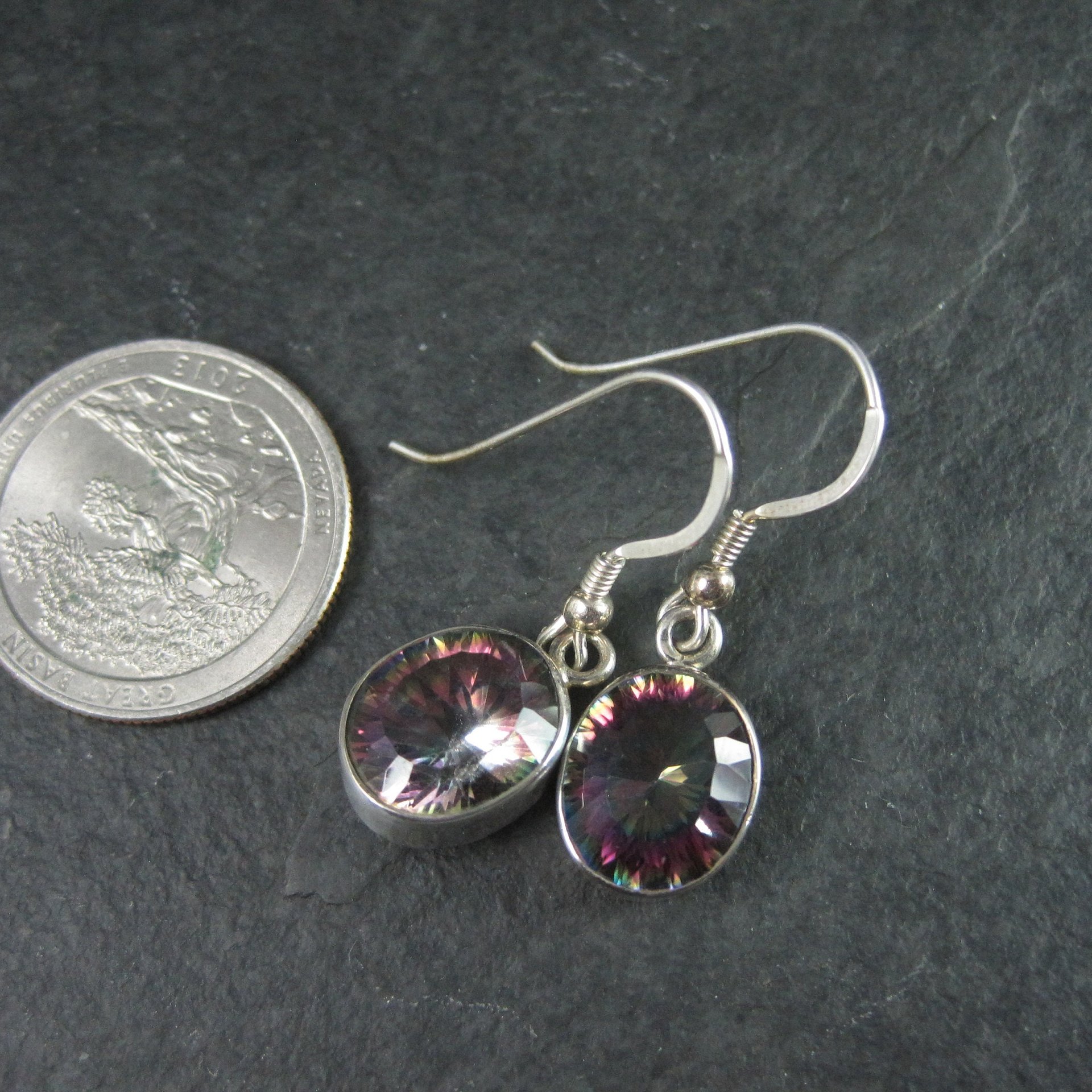 Estate Sterling Mystic Topaz Earrings