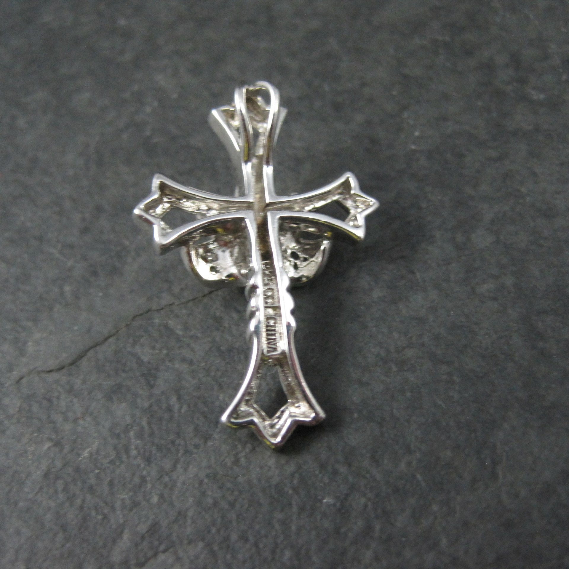 Vintage Sterling Vermeil Spinel Cross Pendant