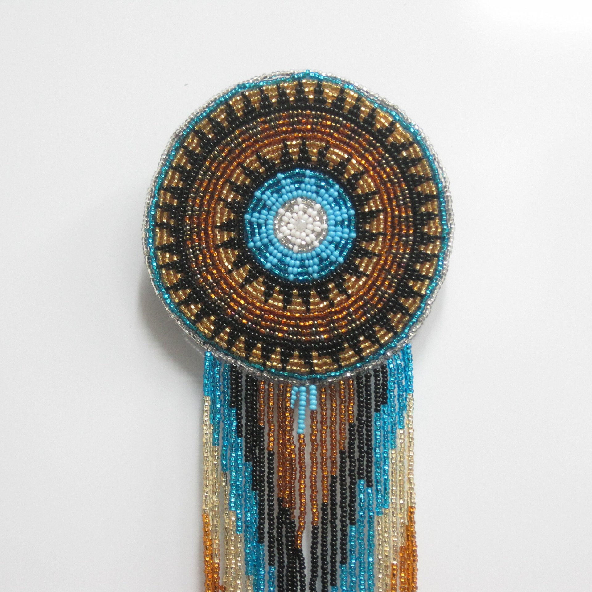 Huge Southwestern 12" Beaded Rosette Hair Clip Barrette Regalia