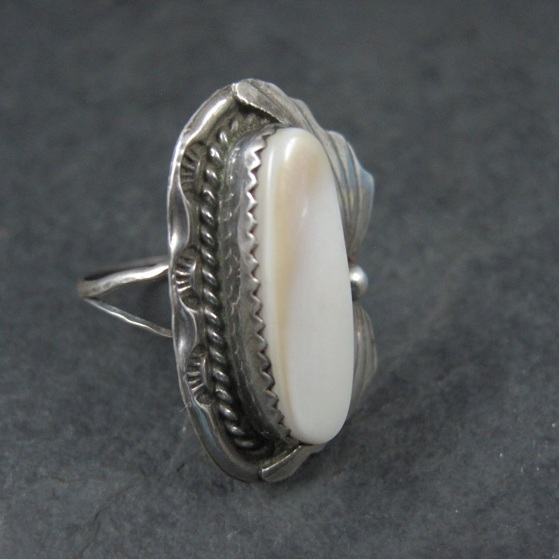 Southwestern Sterling Mother of Pearl Ring Size 6.75