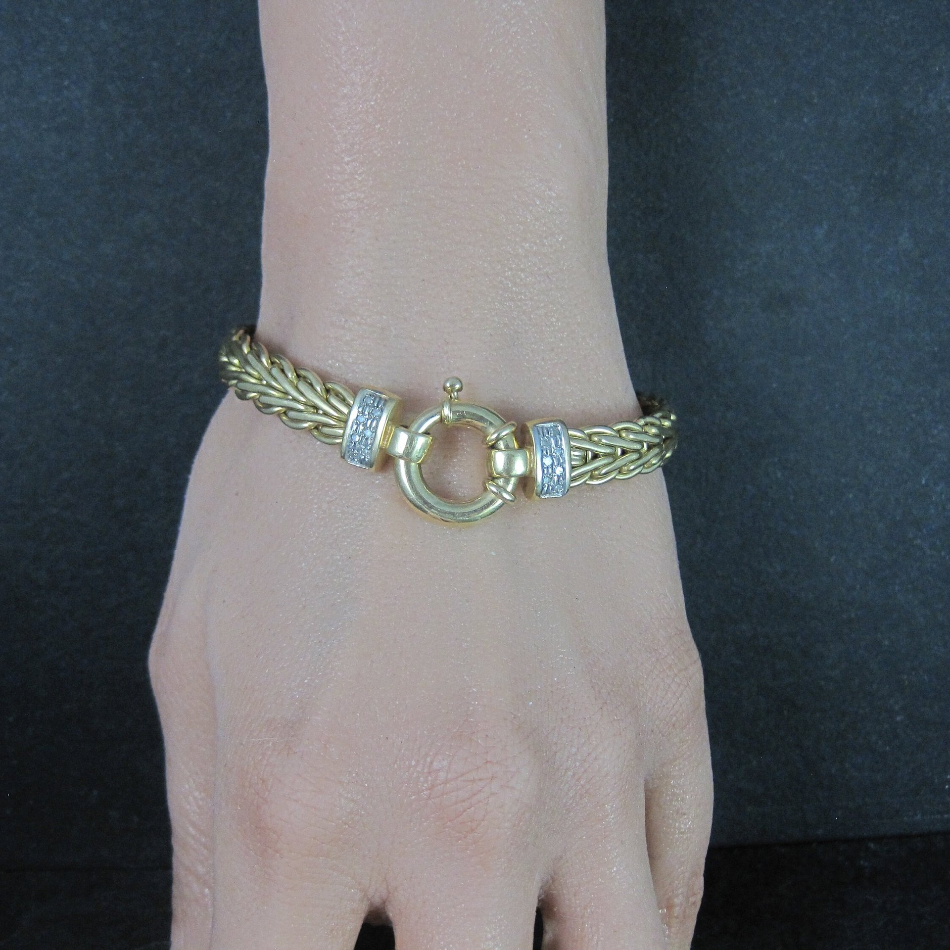 Vintage Italian 14K Diamond Bracelet 7.5 Inches