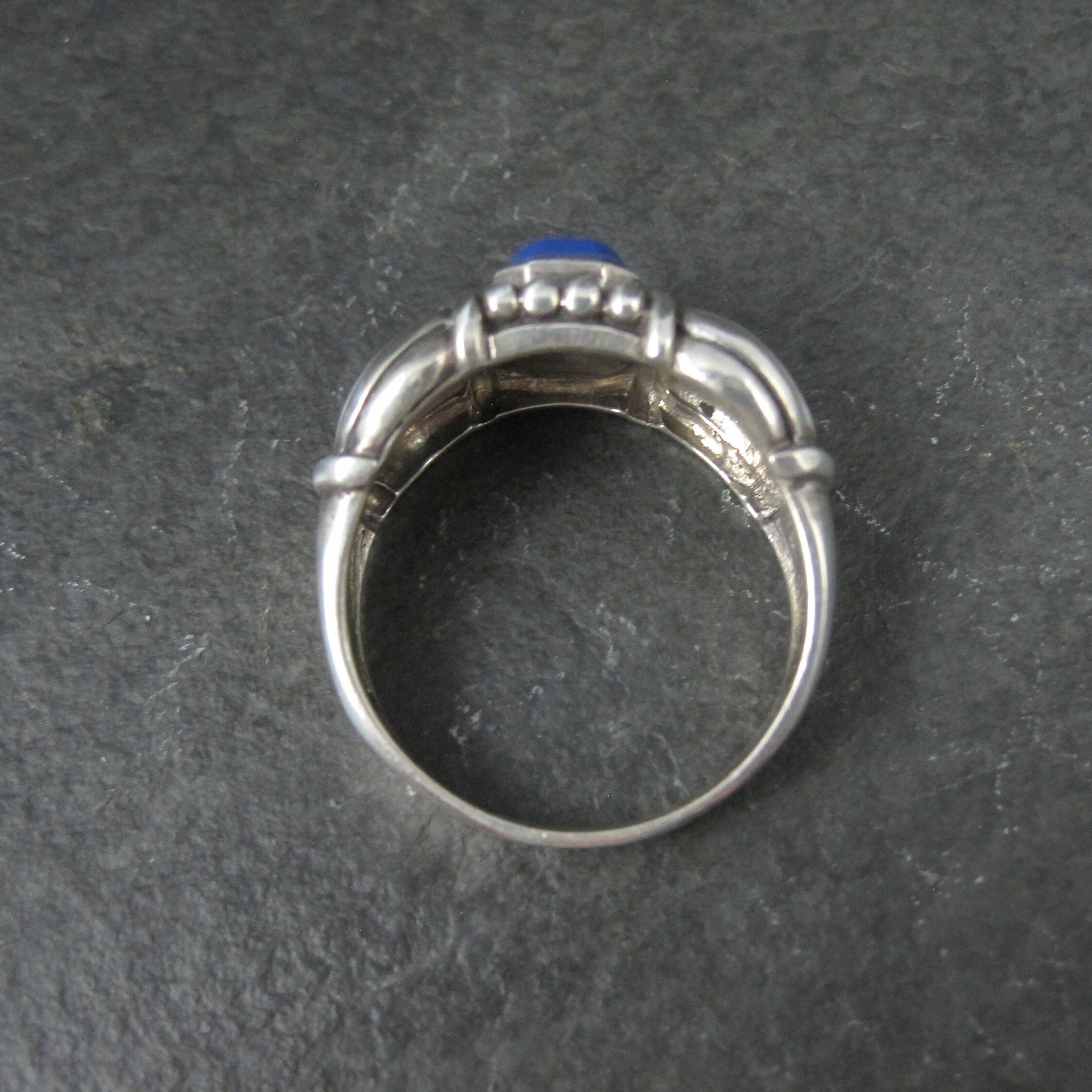 Vintage Sterling Faux Lapis Ring Size 14