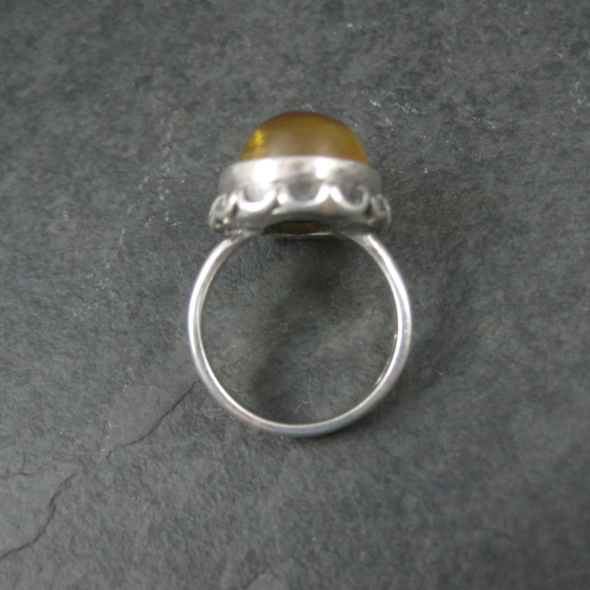 Vintage Sterling Amber Ring Size 8