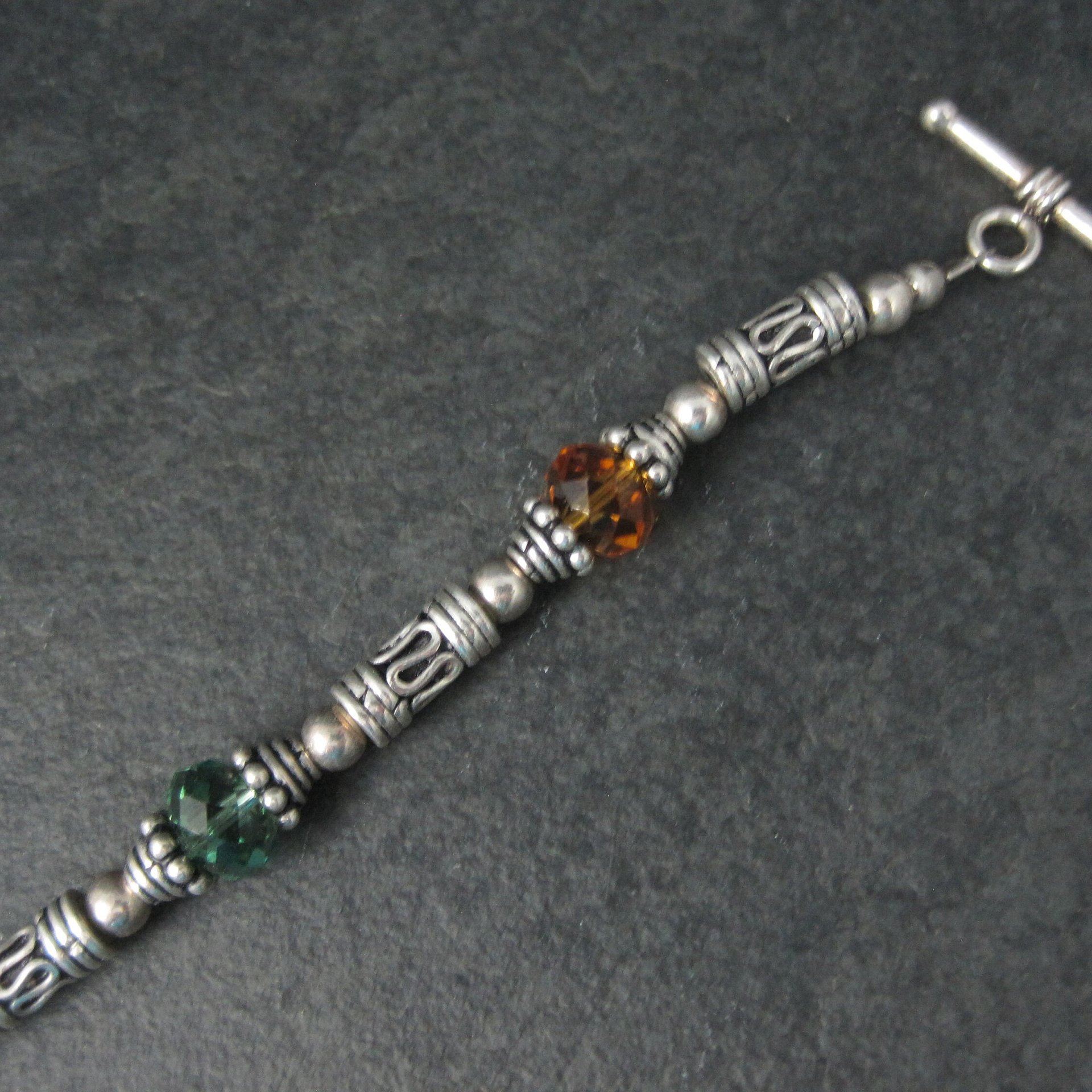Sterling Crystal Toggle Bracelet 7.5 Inches