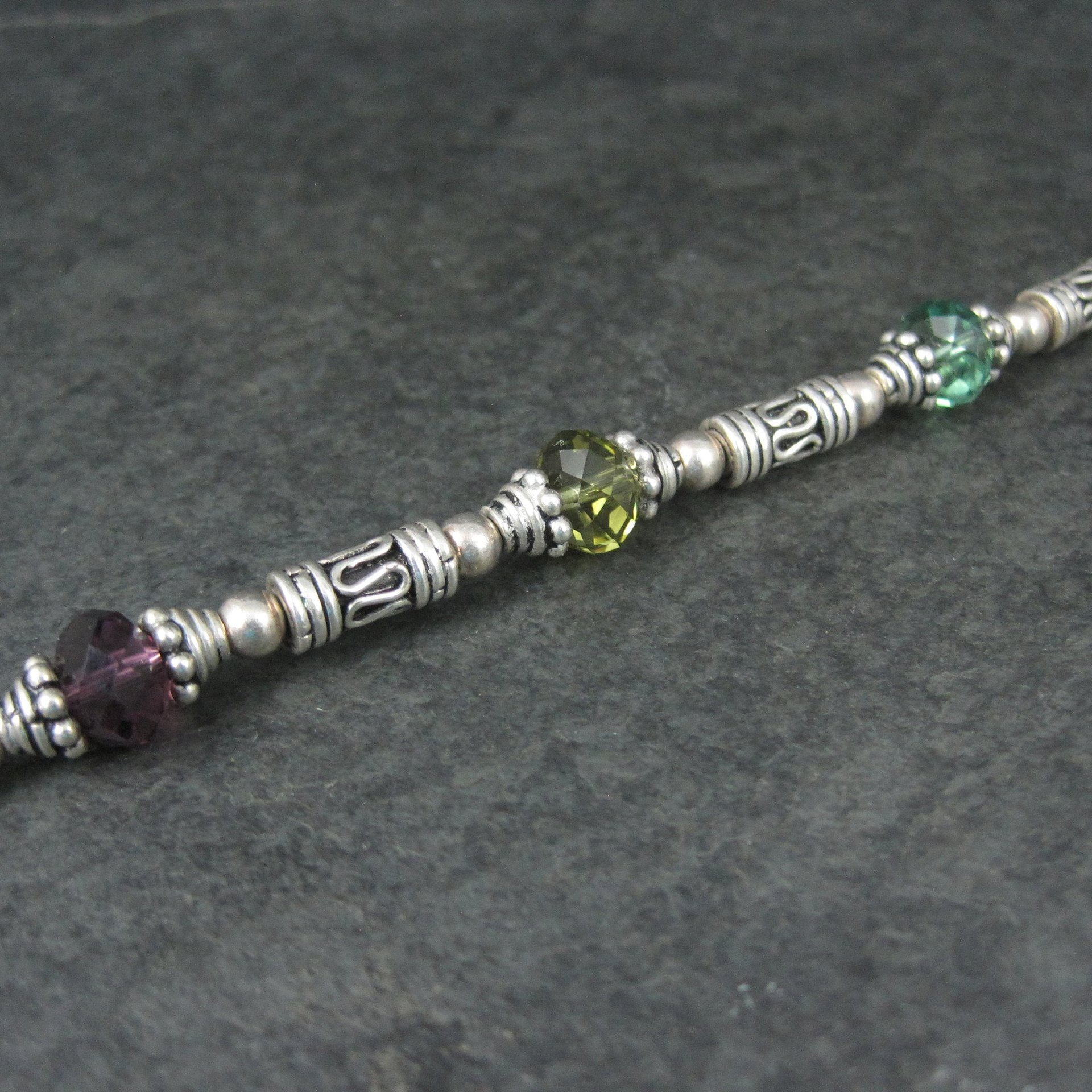 Sterling Crystal Toggle Bracelet 7.5 Inches