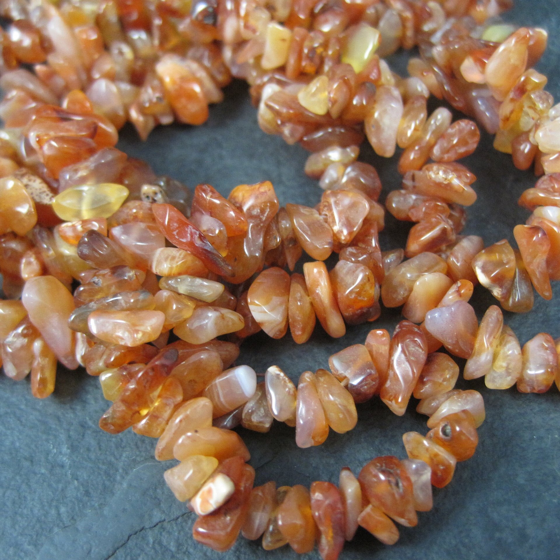 Carnelian Chip Beads 34 Inch Strand 5-10mm