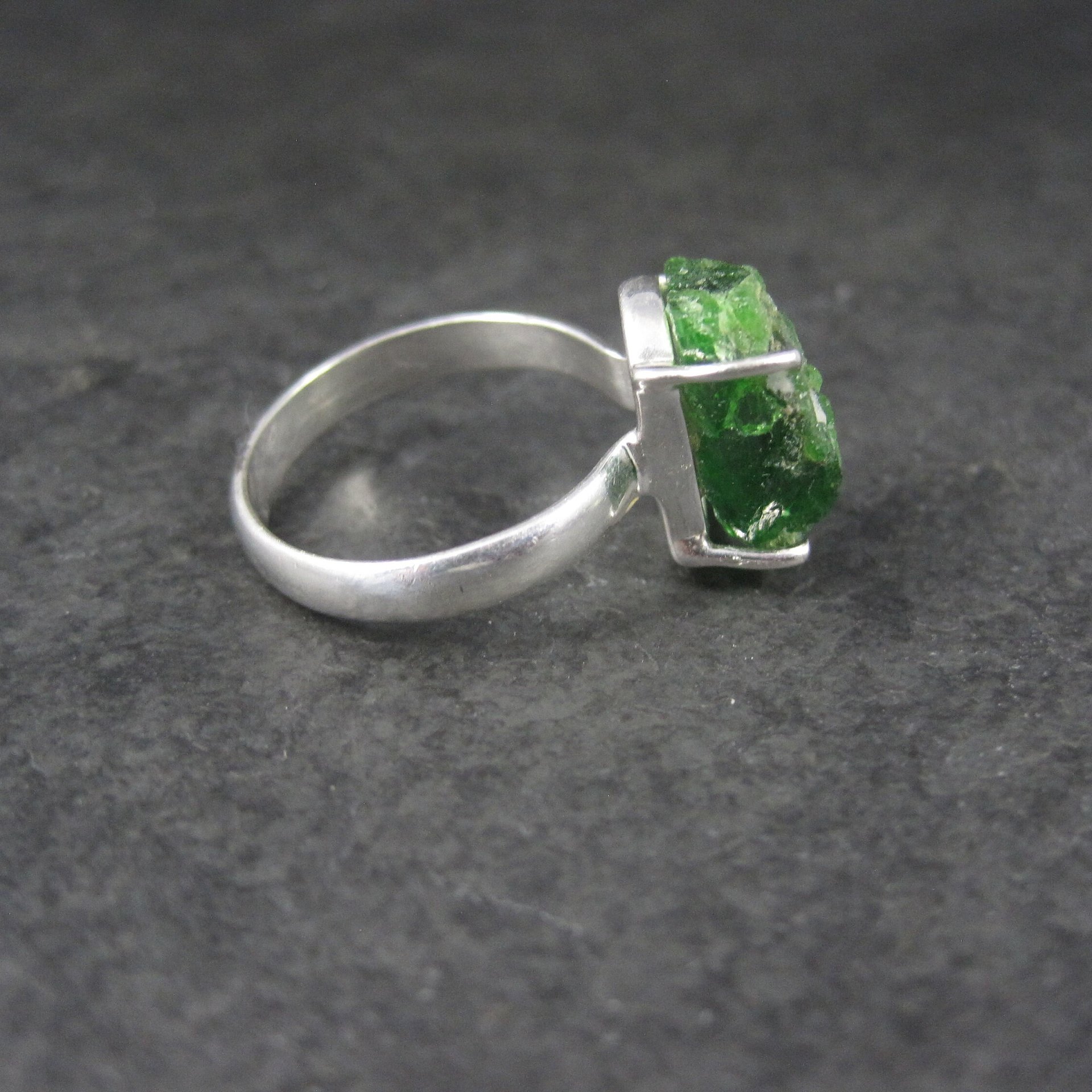 Vintage Sterling Raw Chrome Diopside Ring Size 8