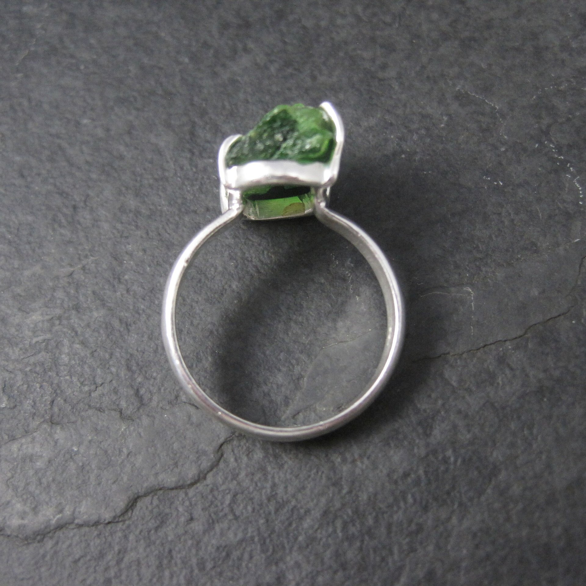 Vintage Sterling Raw Chrome Diopside Ring Size 8