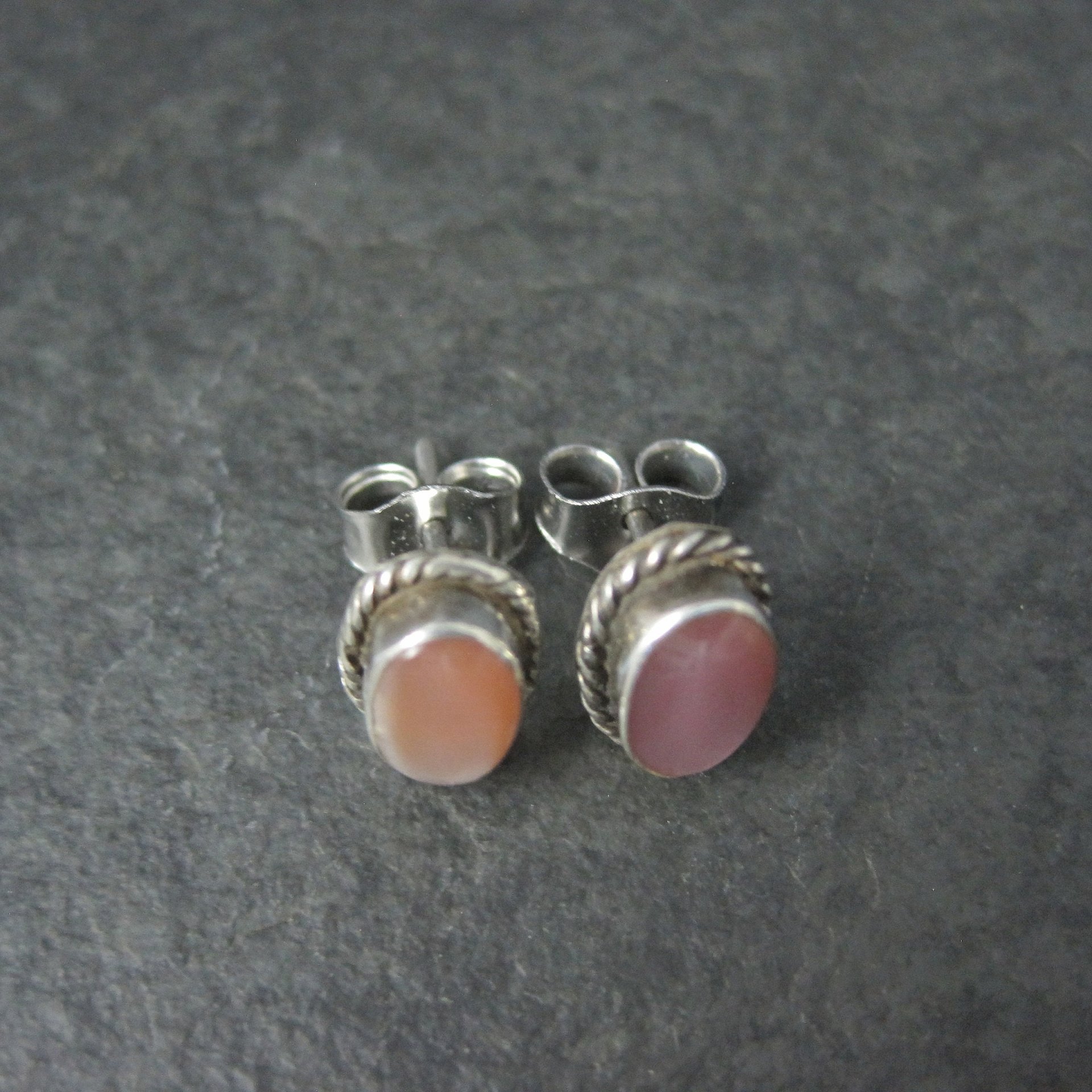 Southwestern Sterling Pink Mother of Pearl Stud Earrings