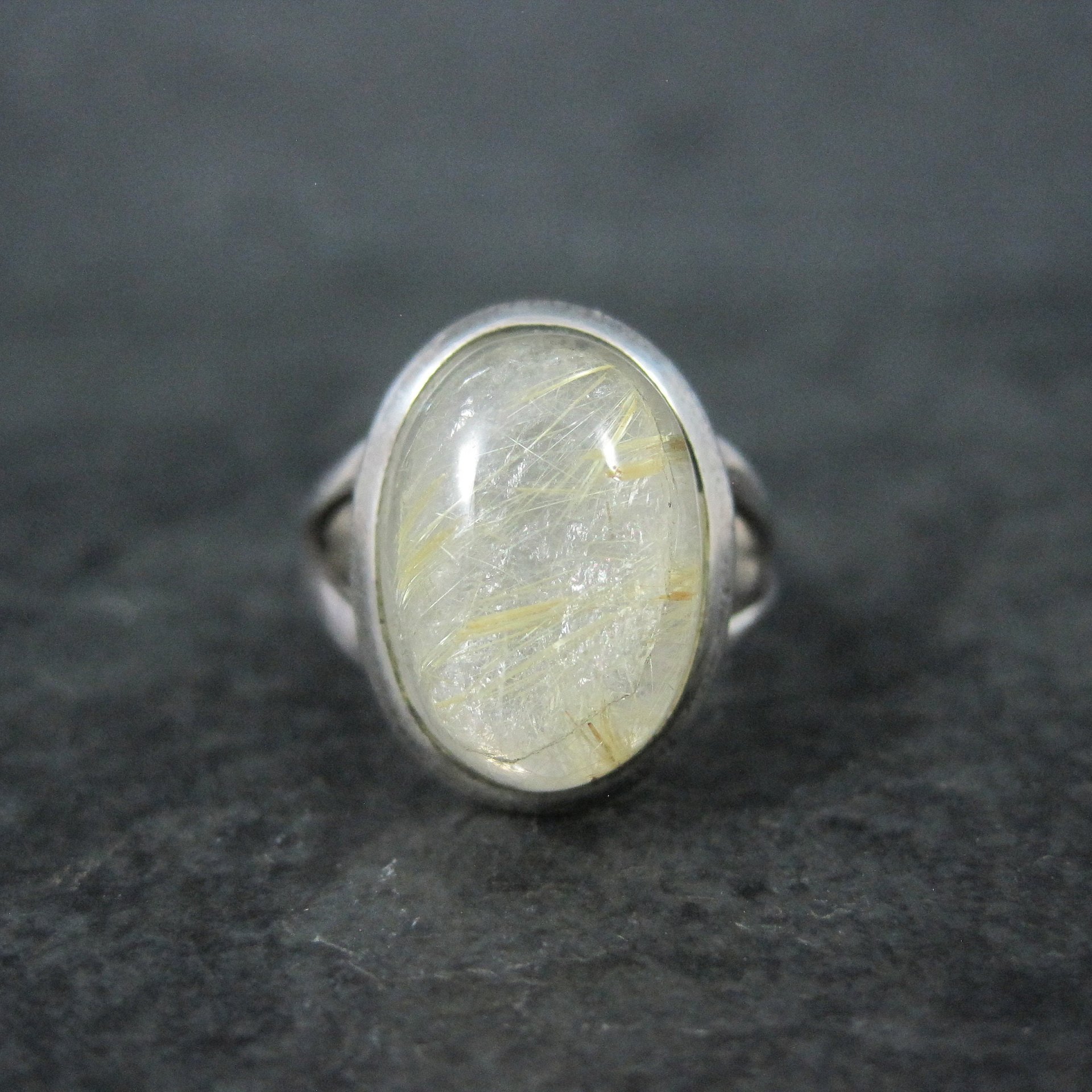 Vintage Sterling Rutilated Quartz Ring Size 6