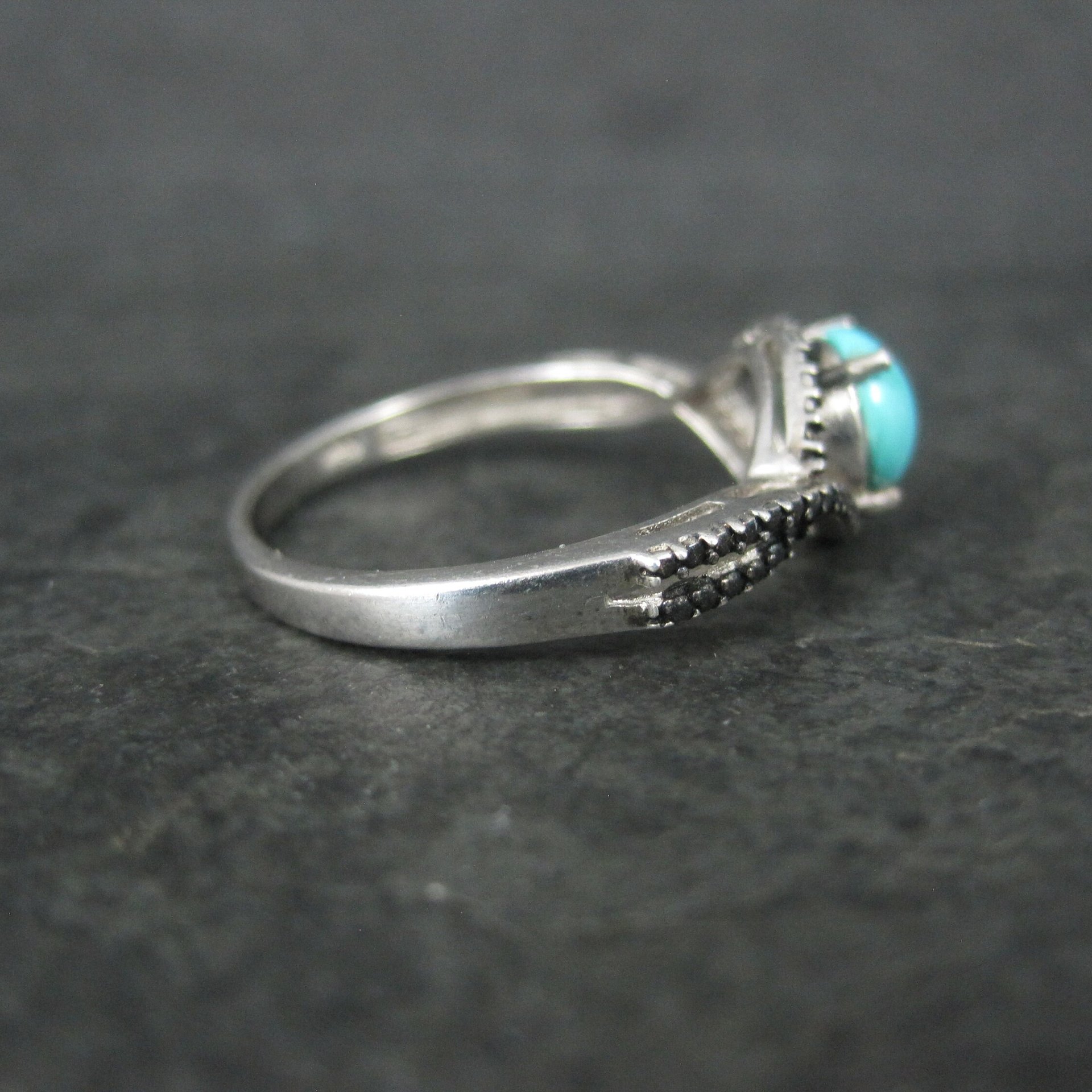 Vintage Sterling Turquoise Diamond Ring Size 10 Chuck Clemency