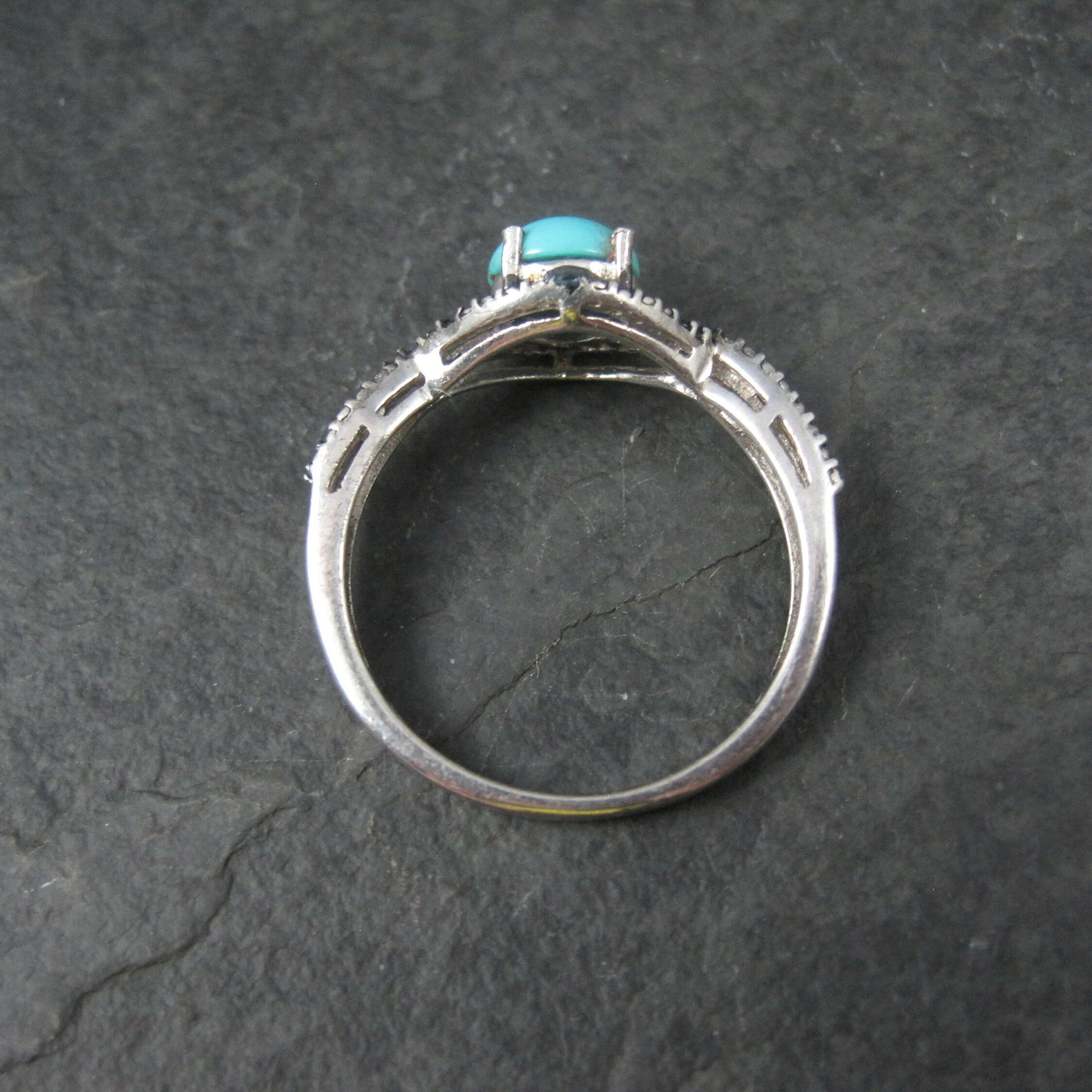 Vintage Sterling Turquoise Diamond Ring Size 10 Chuck Clemency