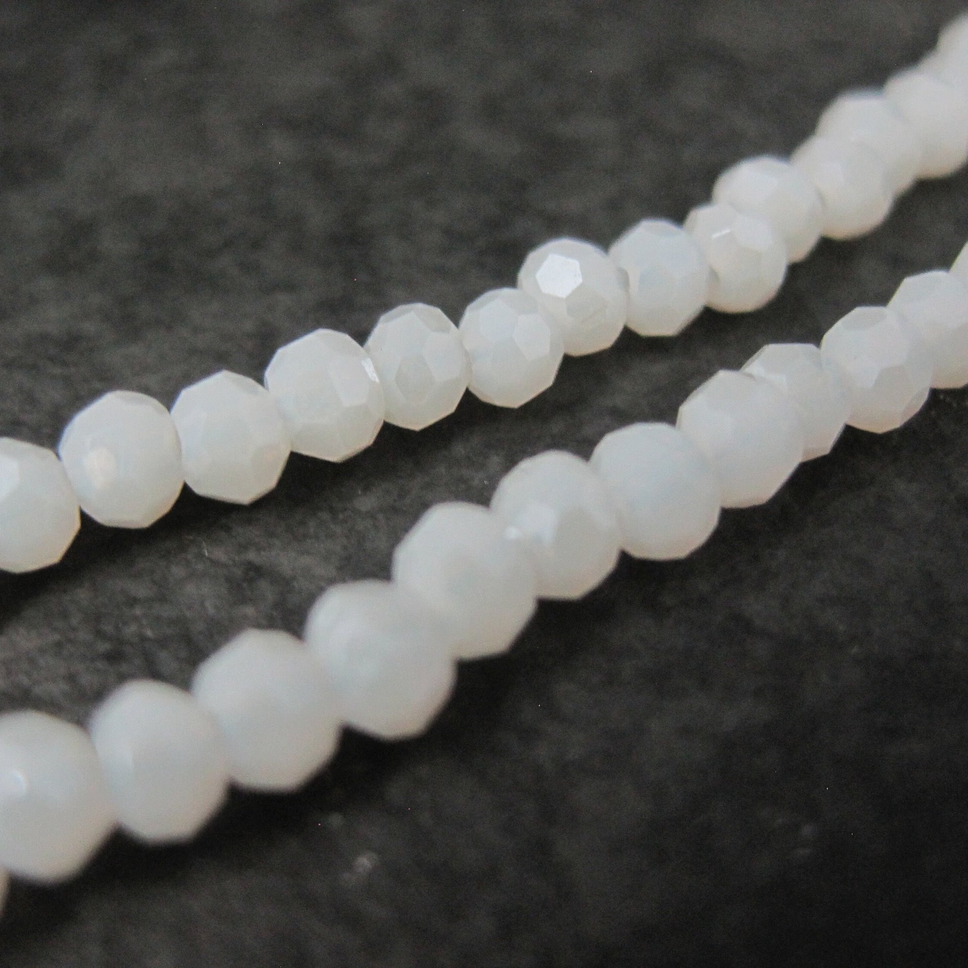 White Faceted Glass Beads 3mm 10" Strand