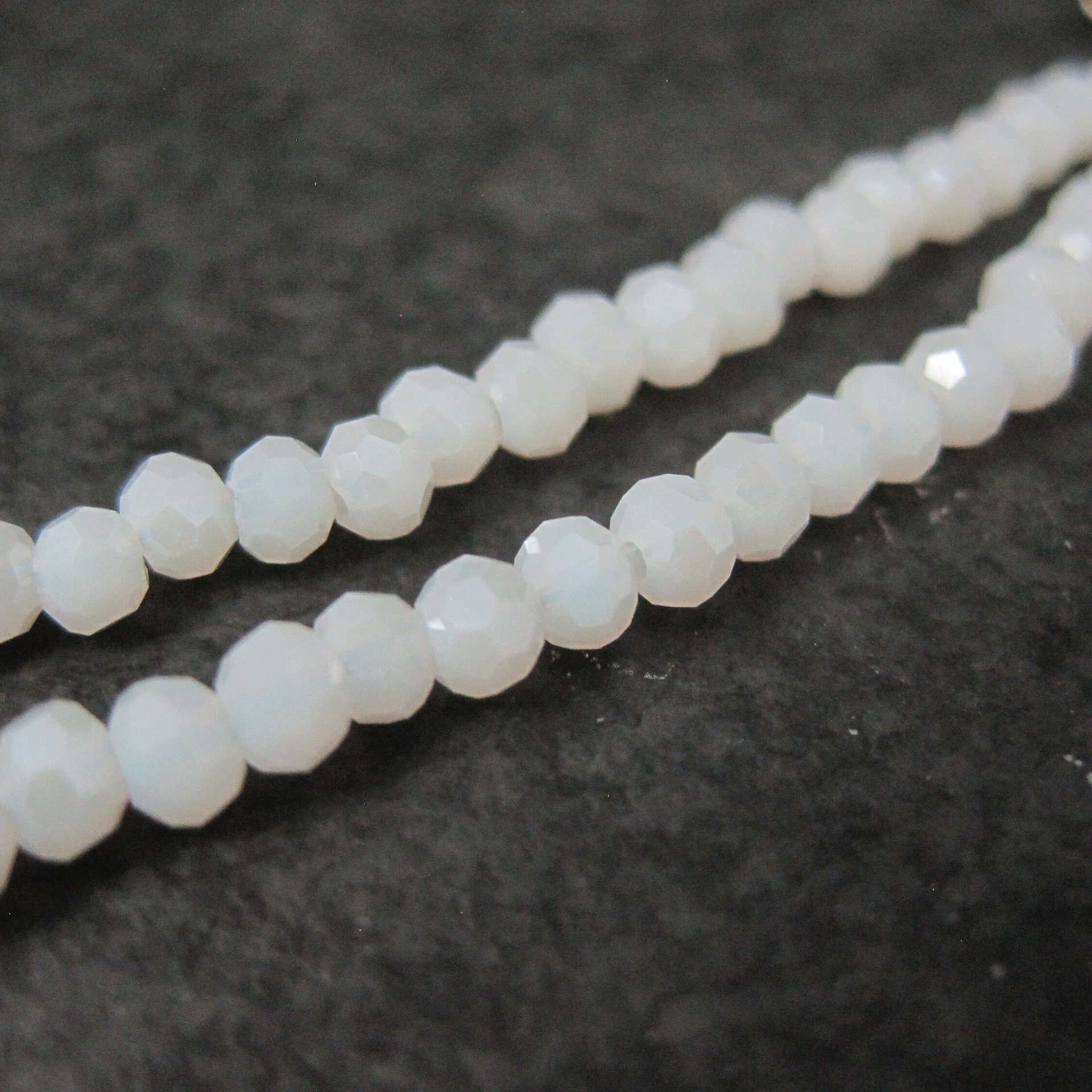 White Faceted Glass Beads 3mm 10" Strand