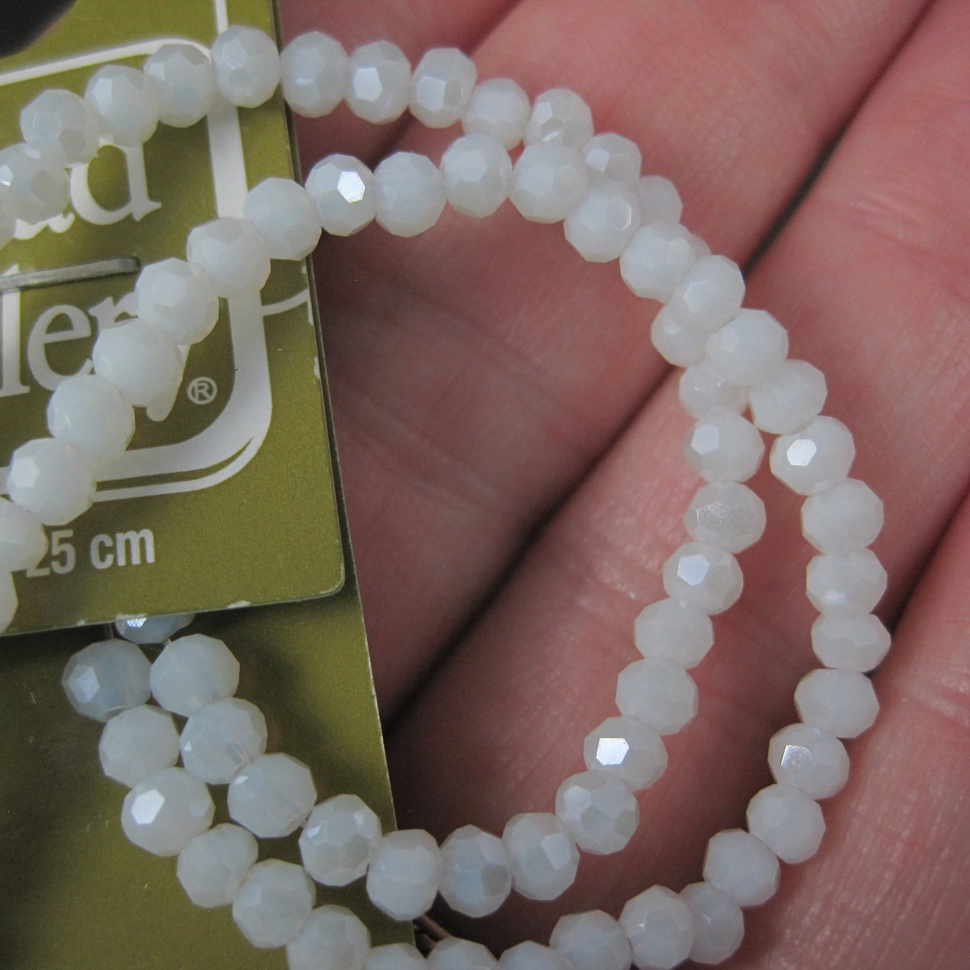 White Faceted Glass Beads 3mm 10" Strand