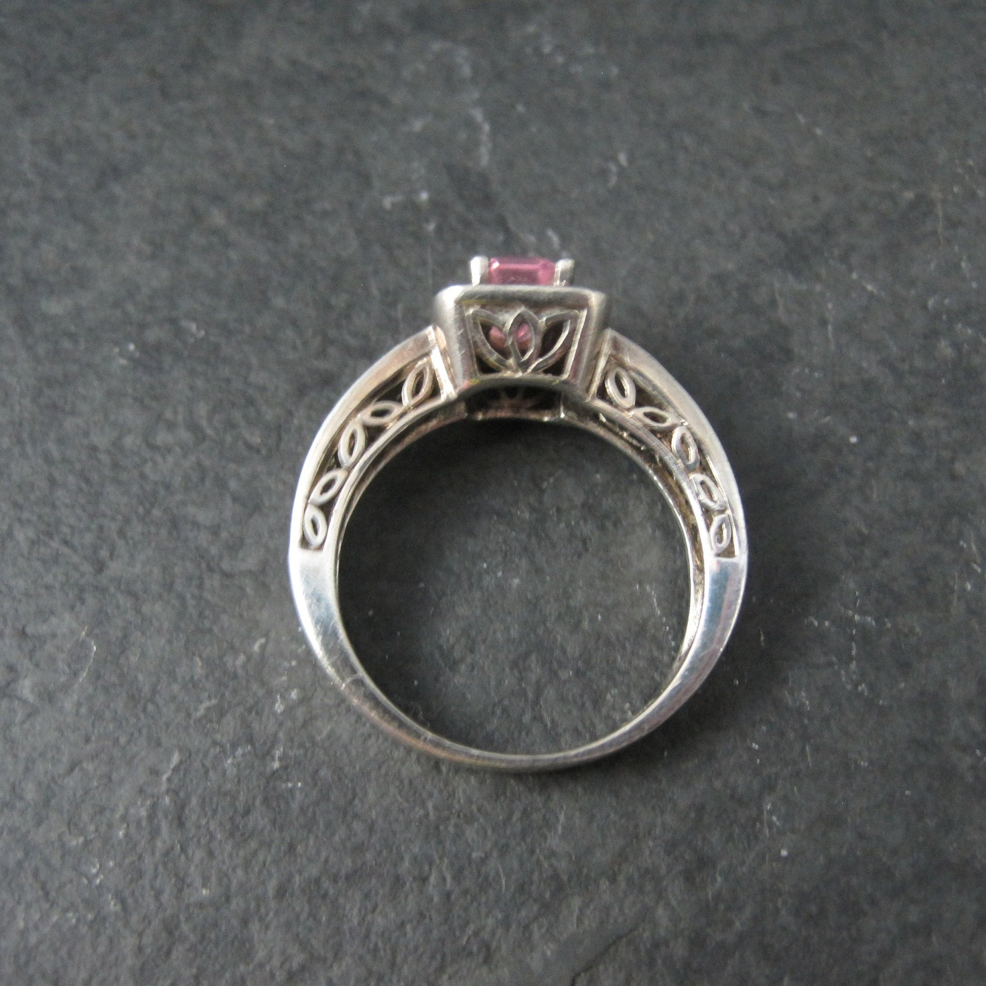 Vintage Sterling Pink Cz Cocktail Ring Size 8
