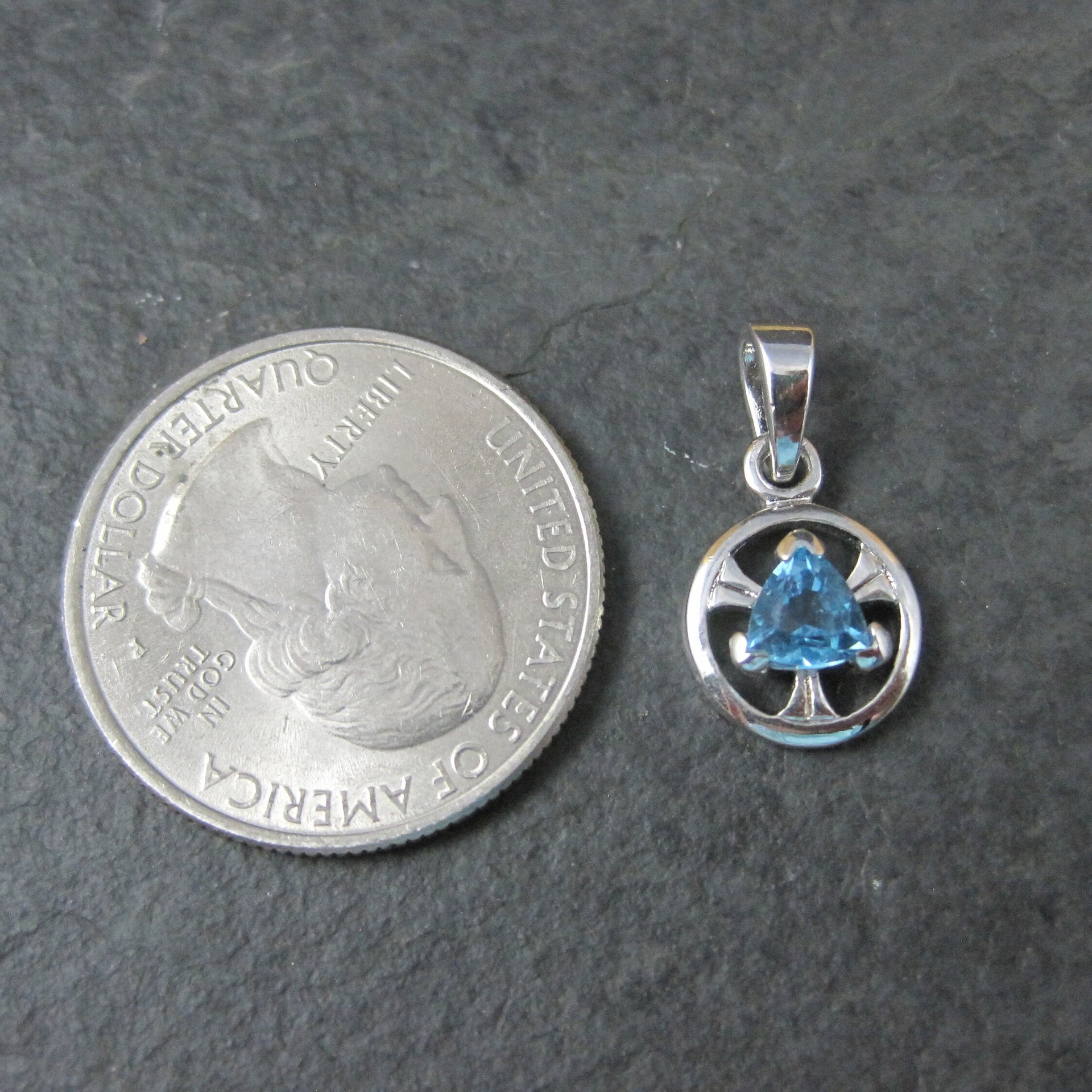 Small Sterling Blue Topaz Pendant