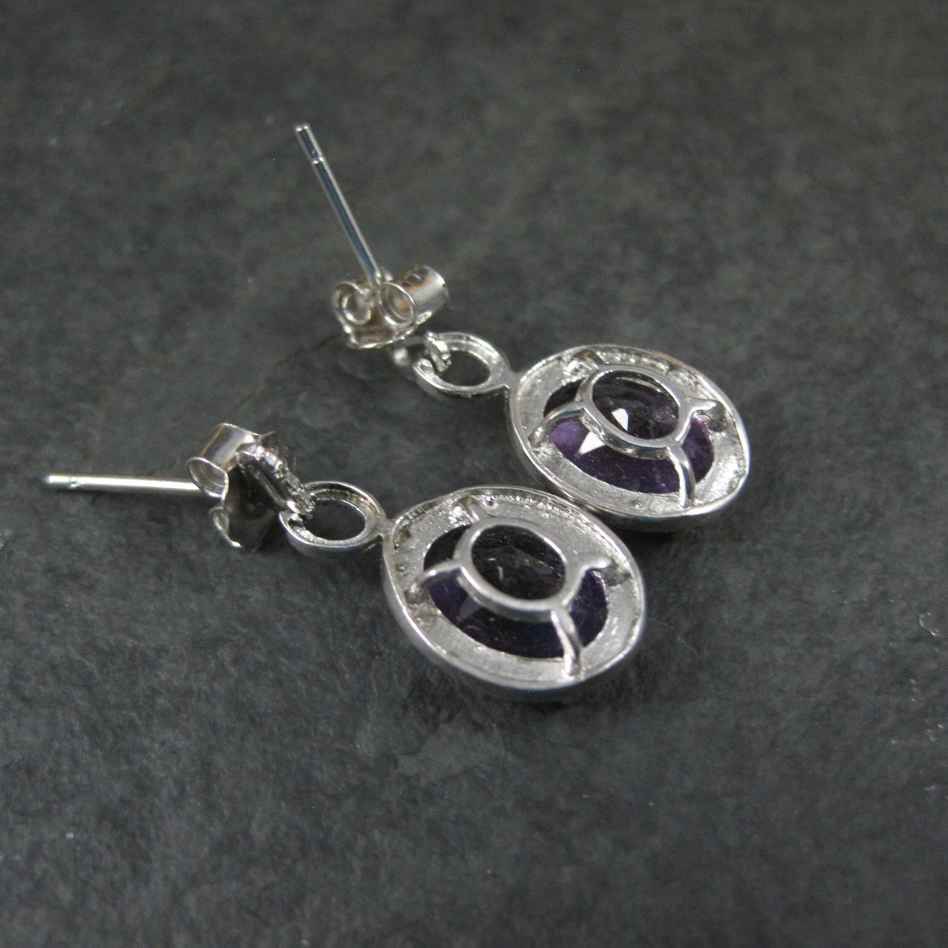 90s Sterling Amethyst Earrings New Old Stock