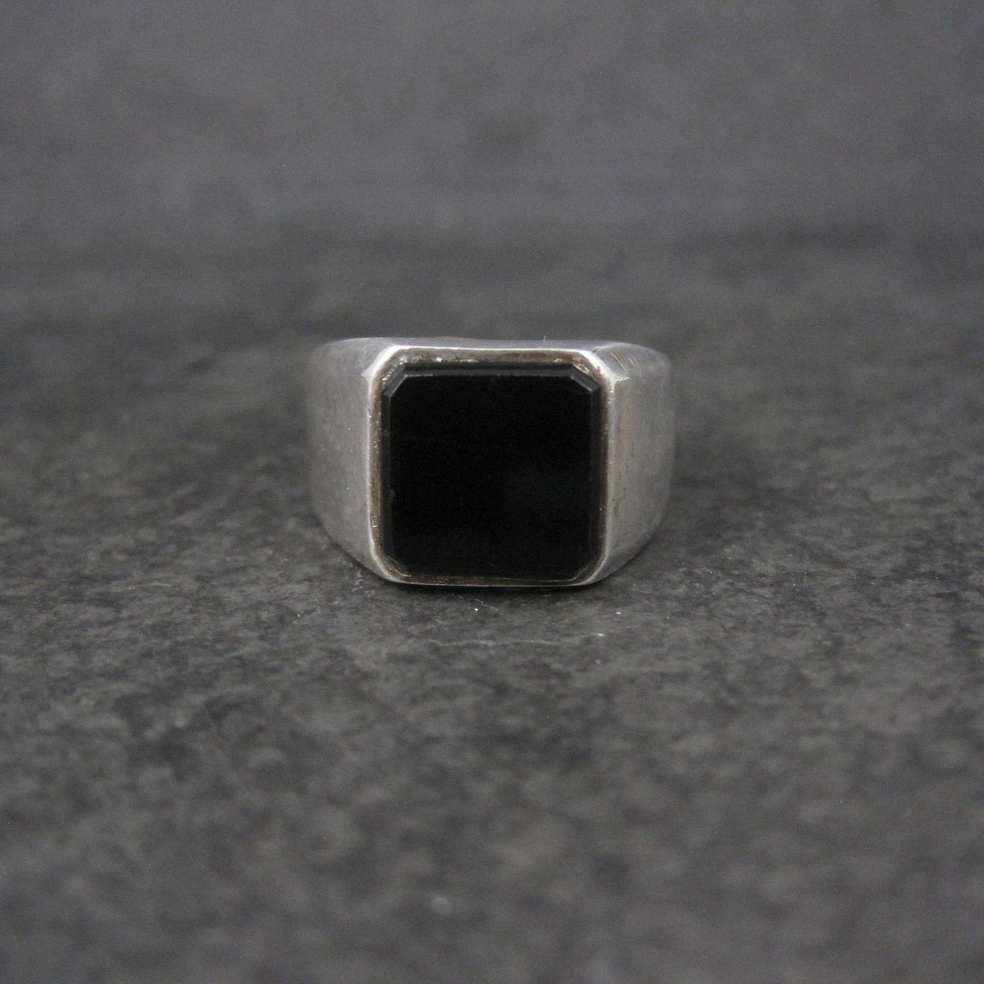 Vintage Mens Sterling Onyx Ring Sizze 9