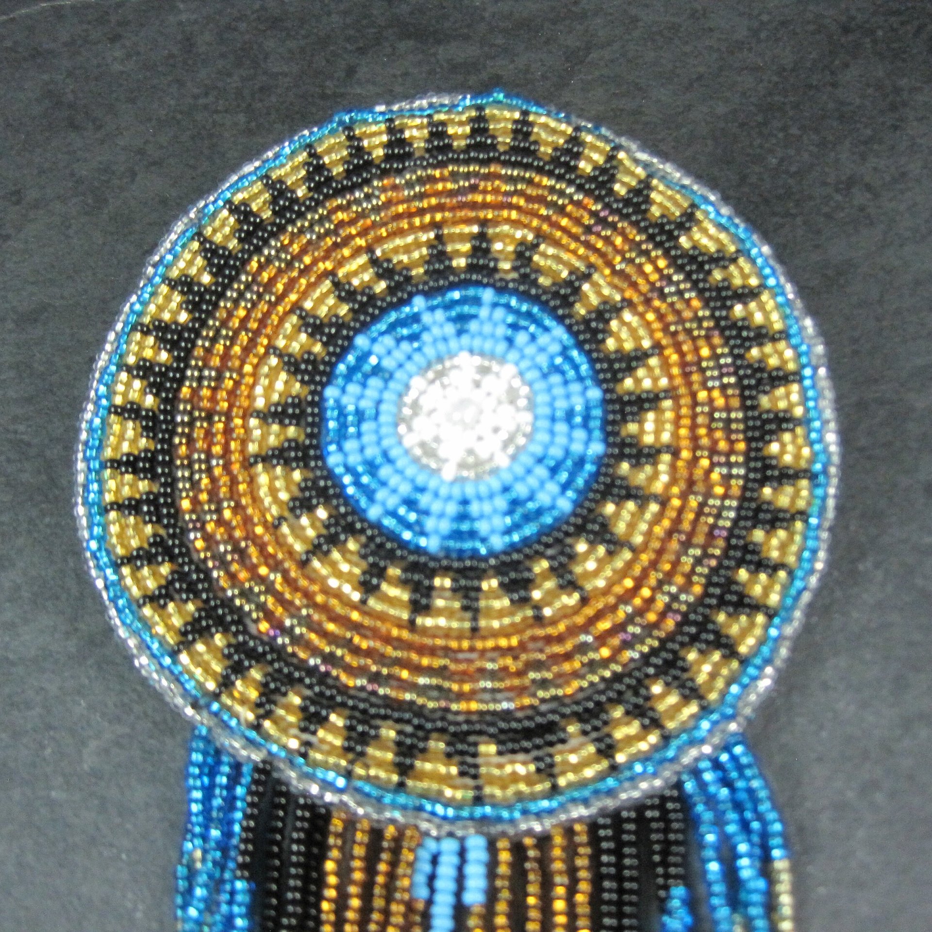 Huge Southwestern 12" Beaded Rosette Hair Clip Barrette Regalia