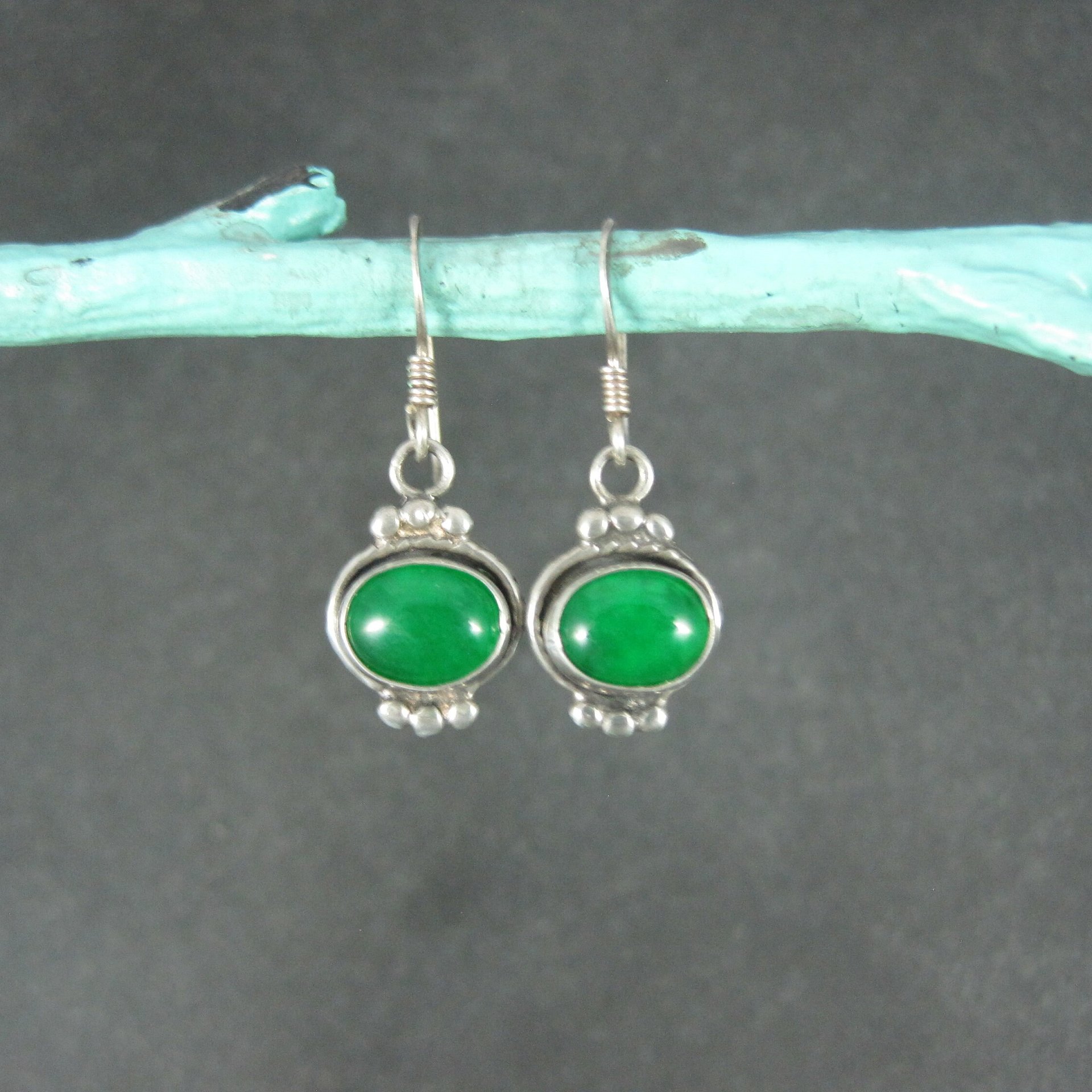 Vintage Sterling Chrysoprase Earrings